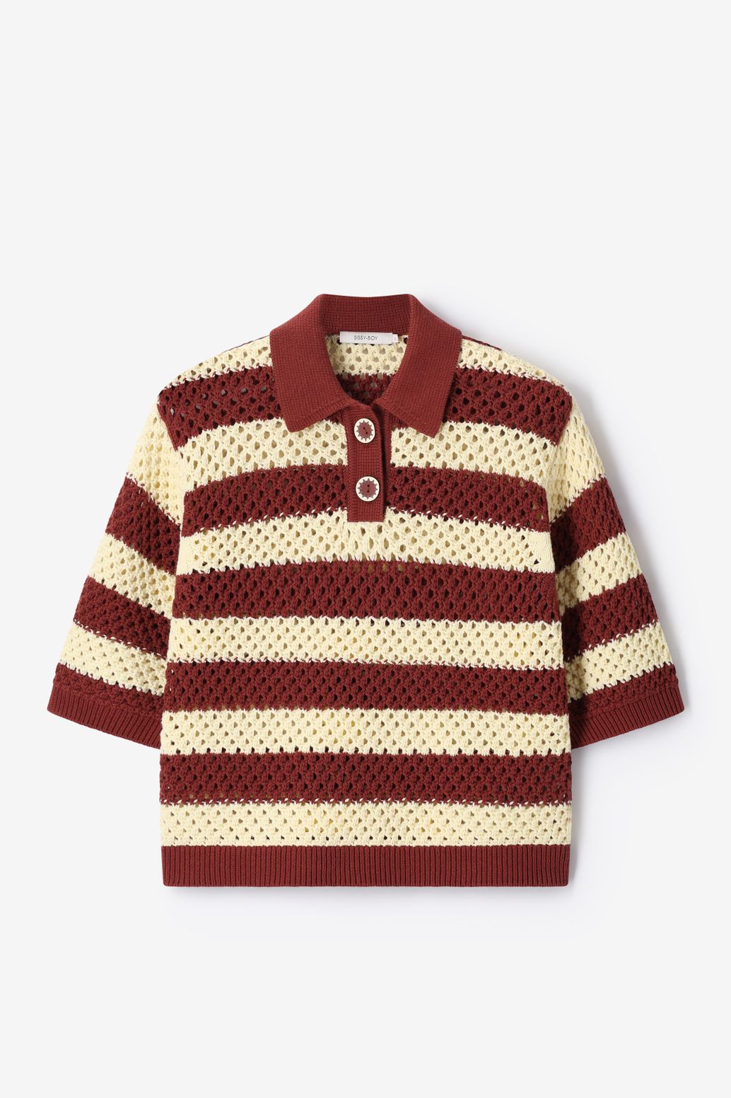 Donkerrode gebreide polo