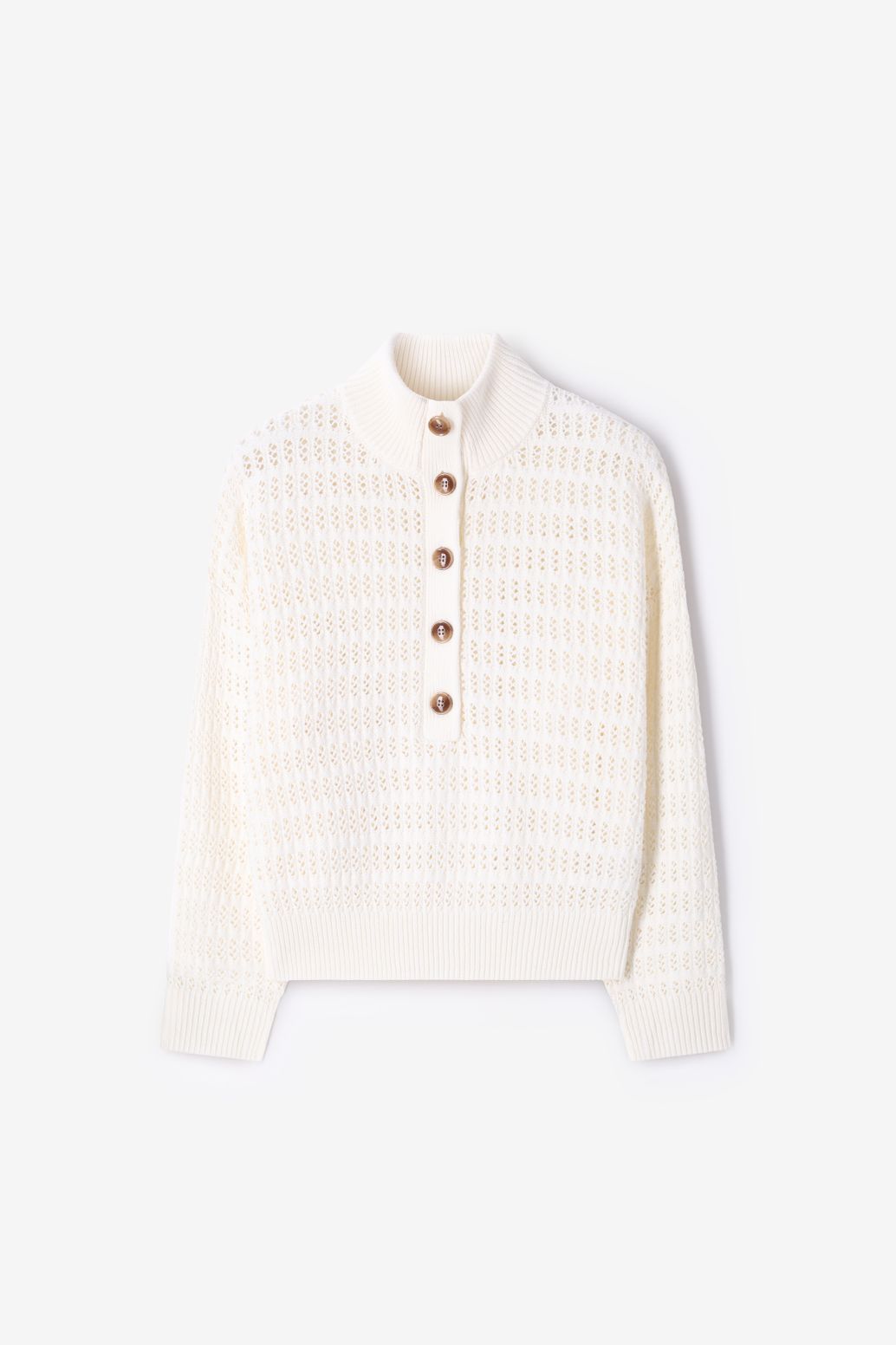 Witte opengewerkte trui