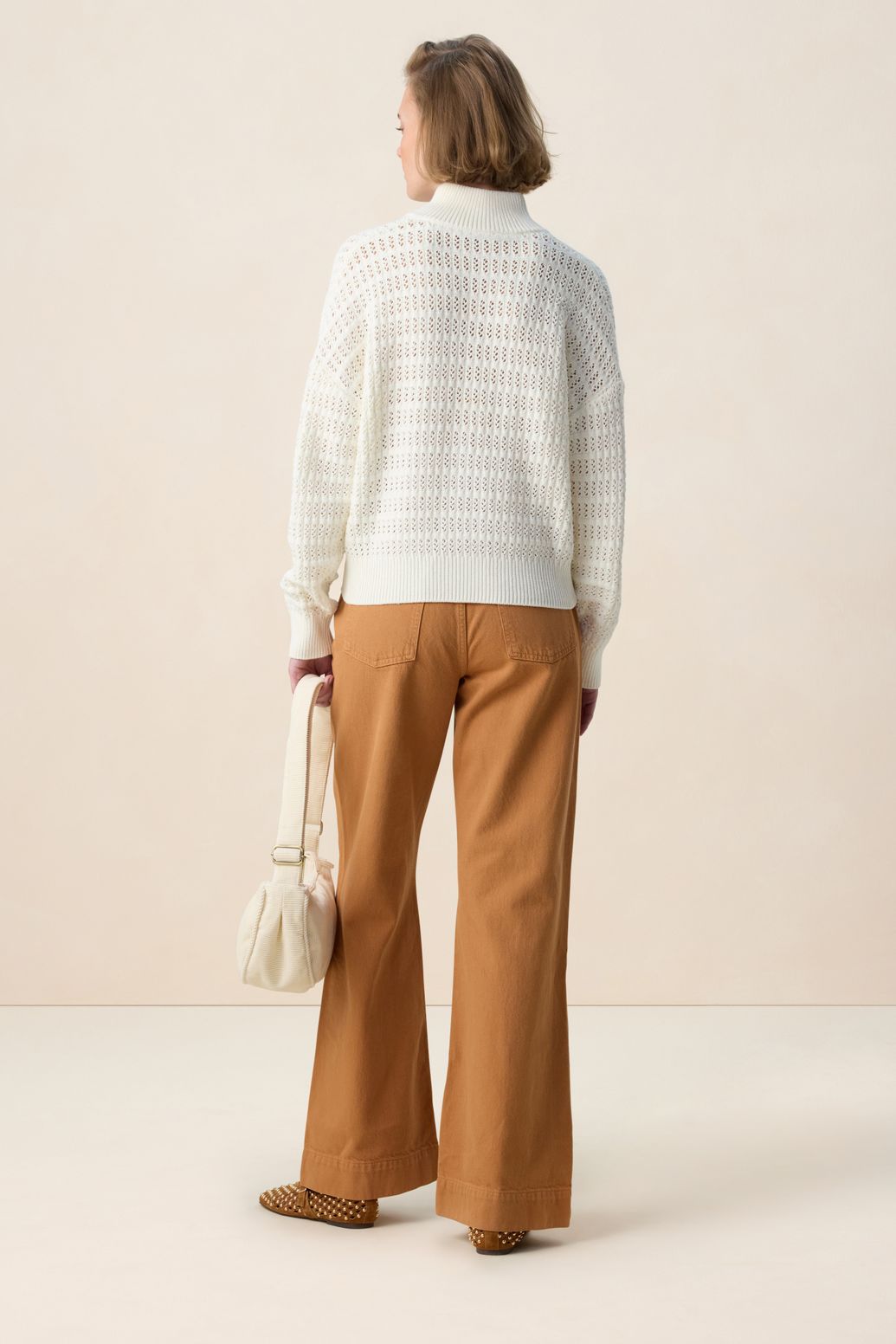 Witte opengewerkte trui