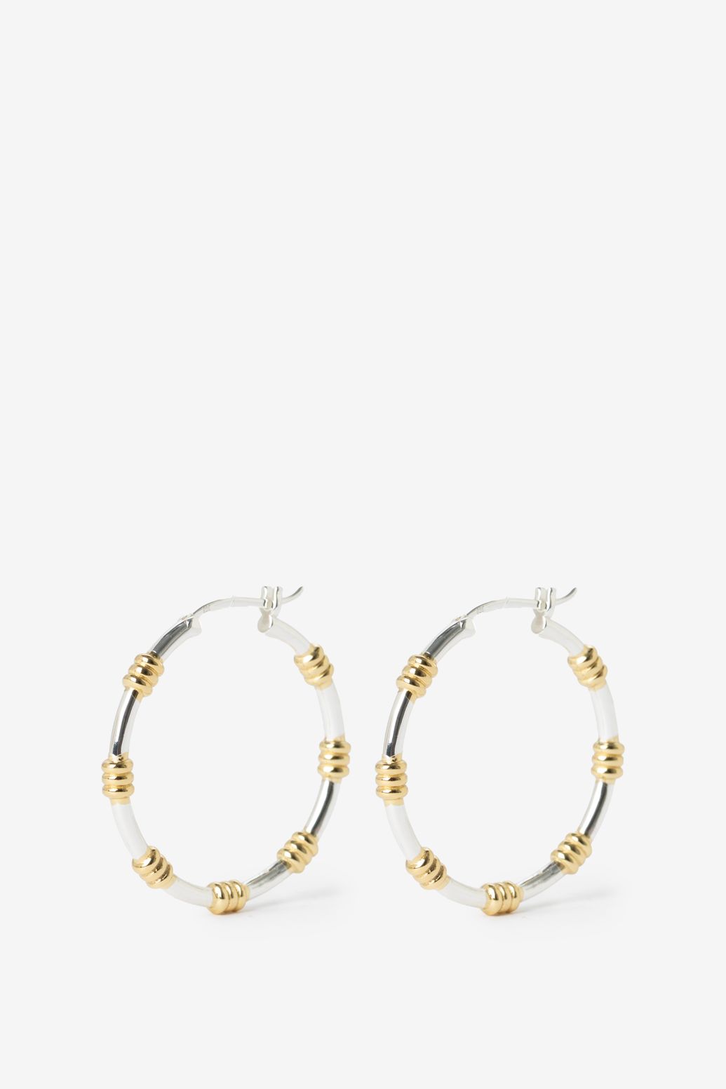 Anna+Nina zilveren dual hoop oorbellen