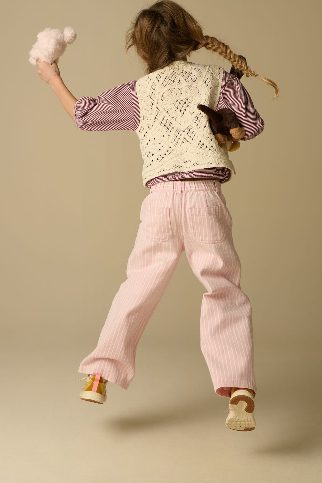 Weite gestreifte Jeans - rosa