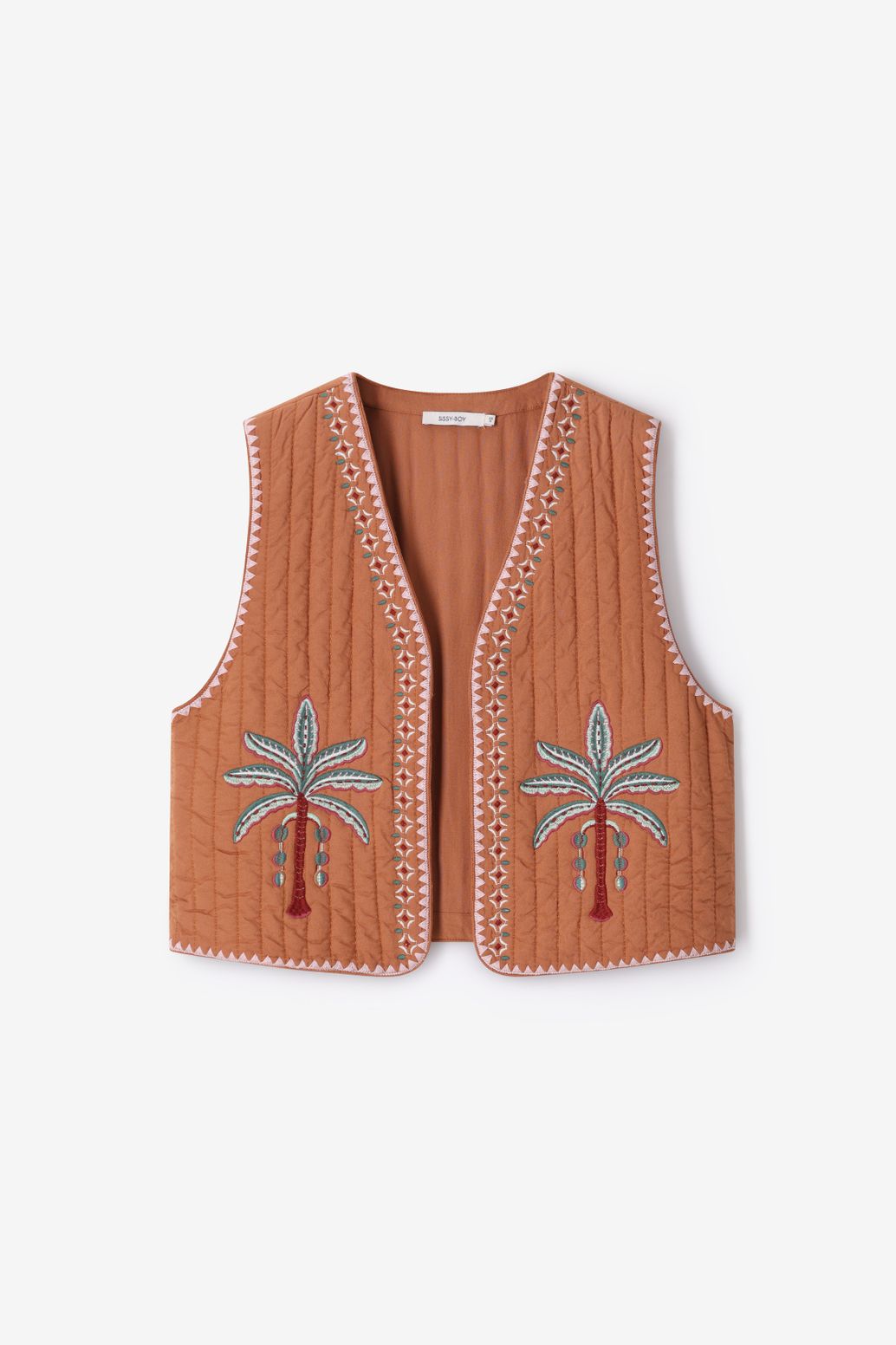 Bruin gilet met embroidery