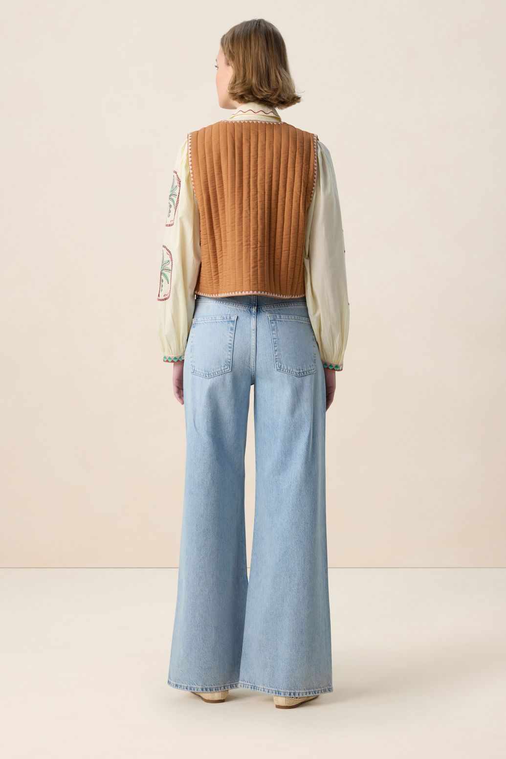 Bruin gilet met embroidery