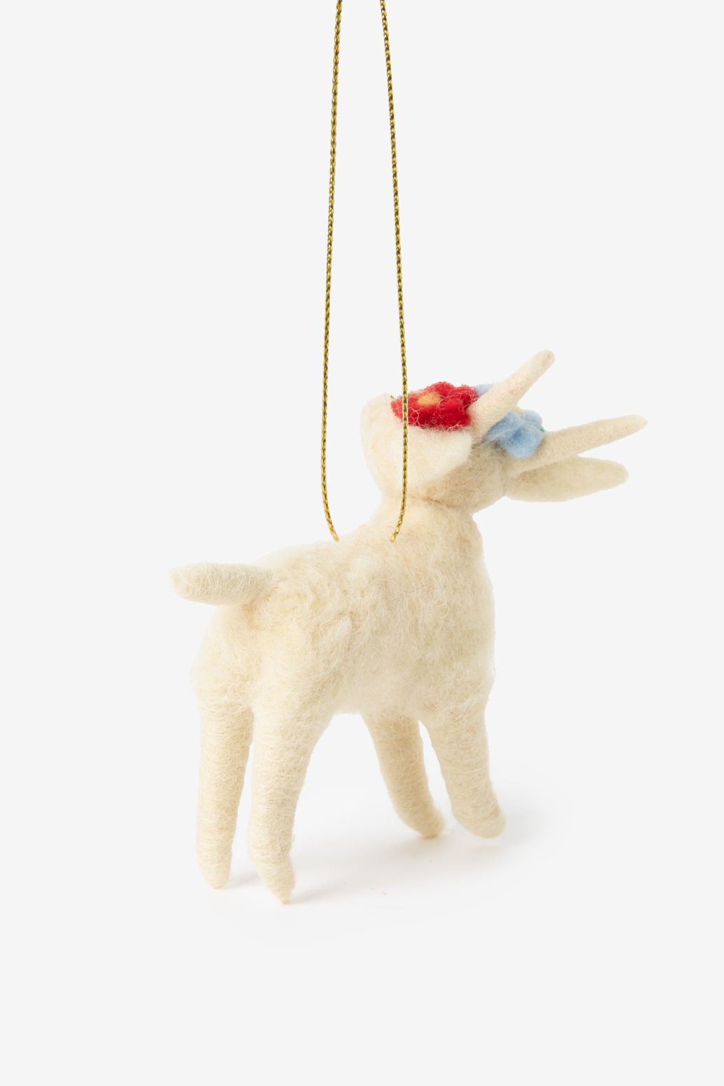 Osterornament aus Filz Ziege - weiß