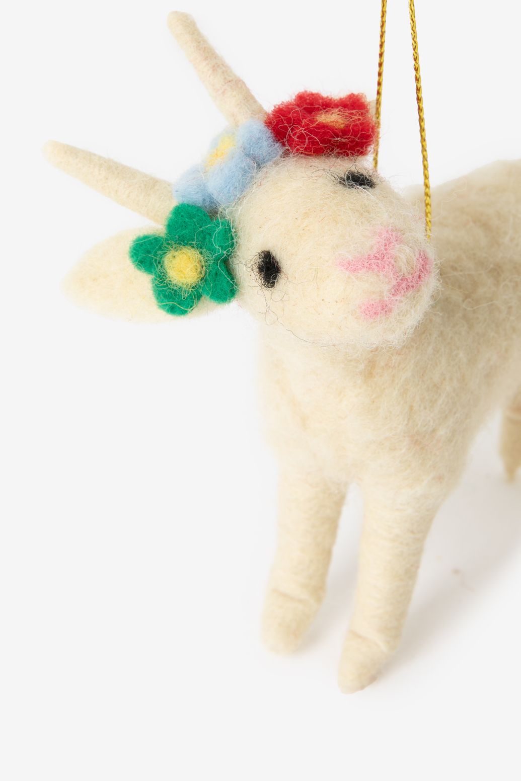 Osterornament aus Filz Ziege - weiß