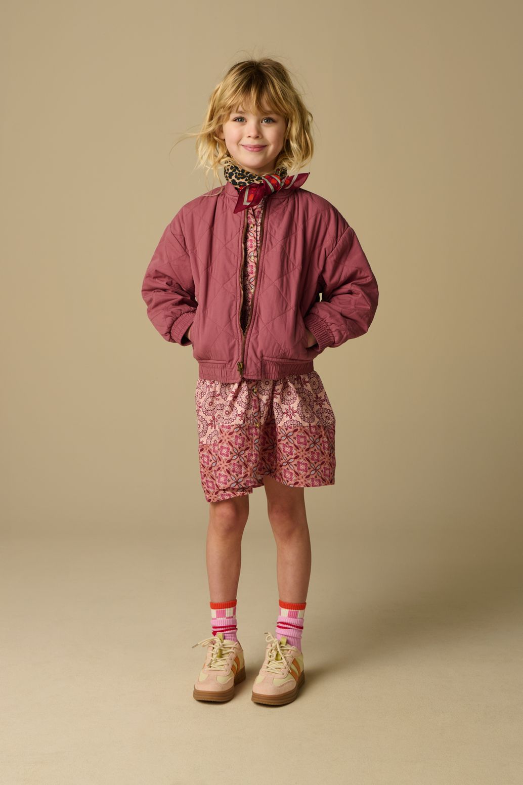 Gemustertes Kleid - hellrosa