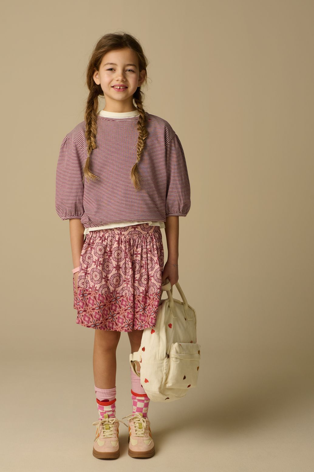 Lichtroze rok met print