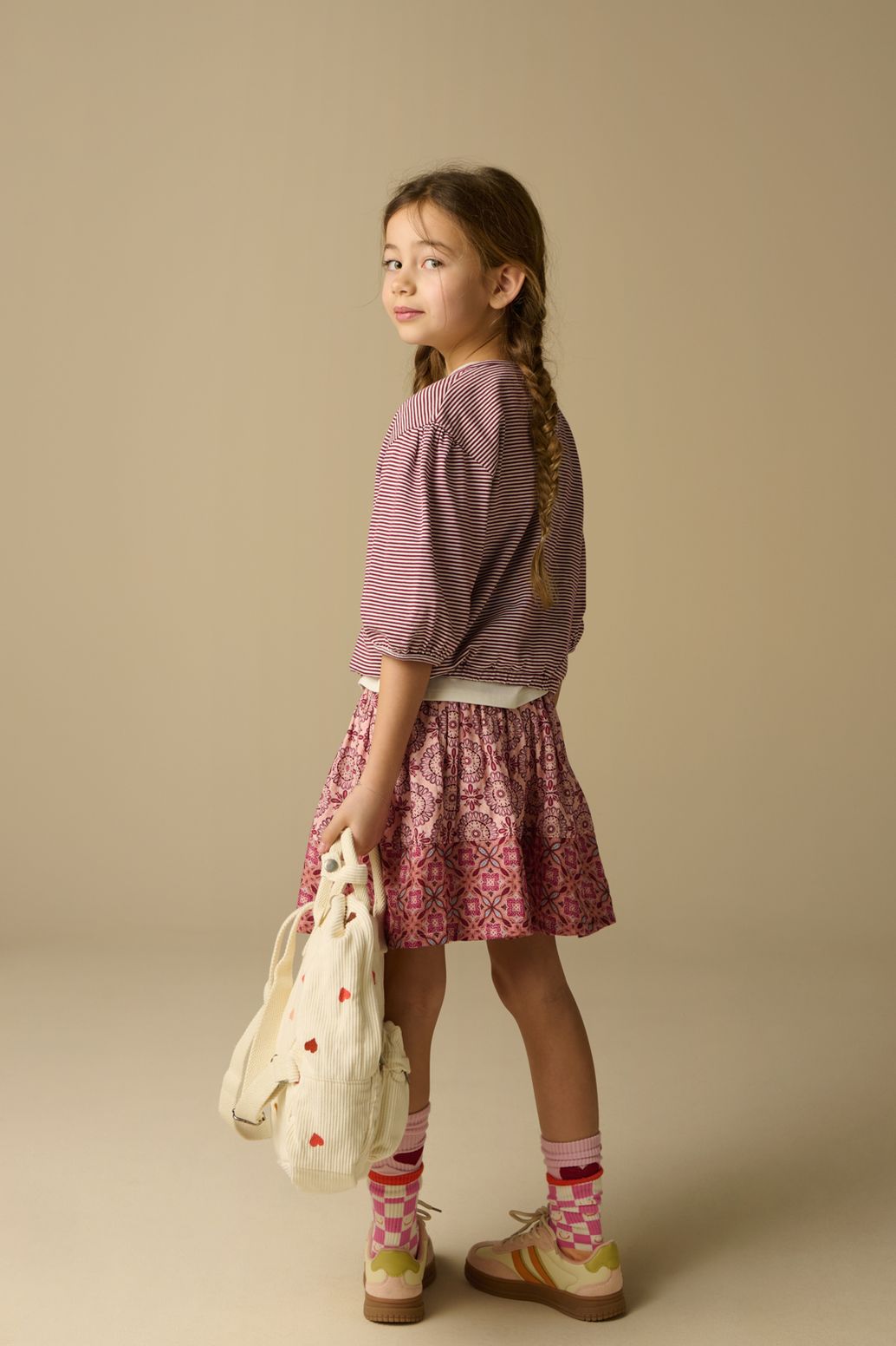 Lichtroze rok met print