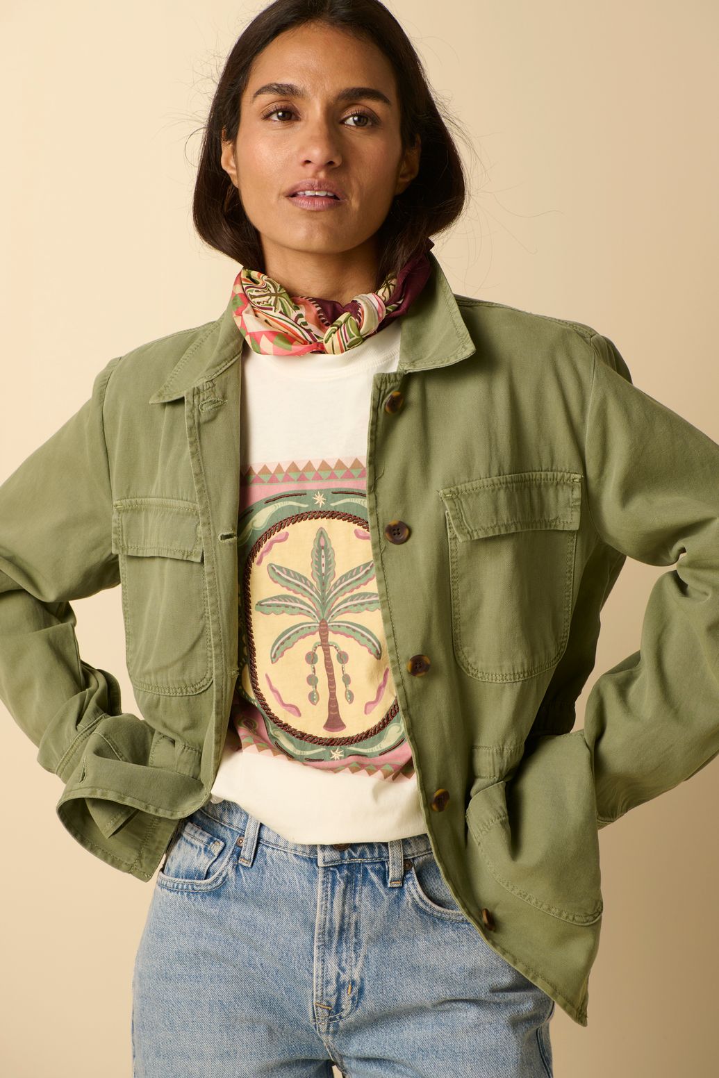 Veste avec poches plaquées - vert foncé