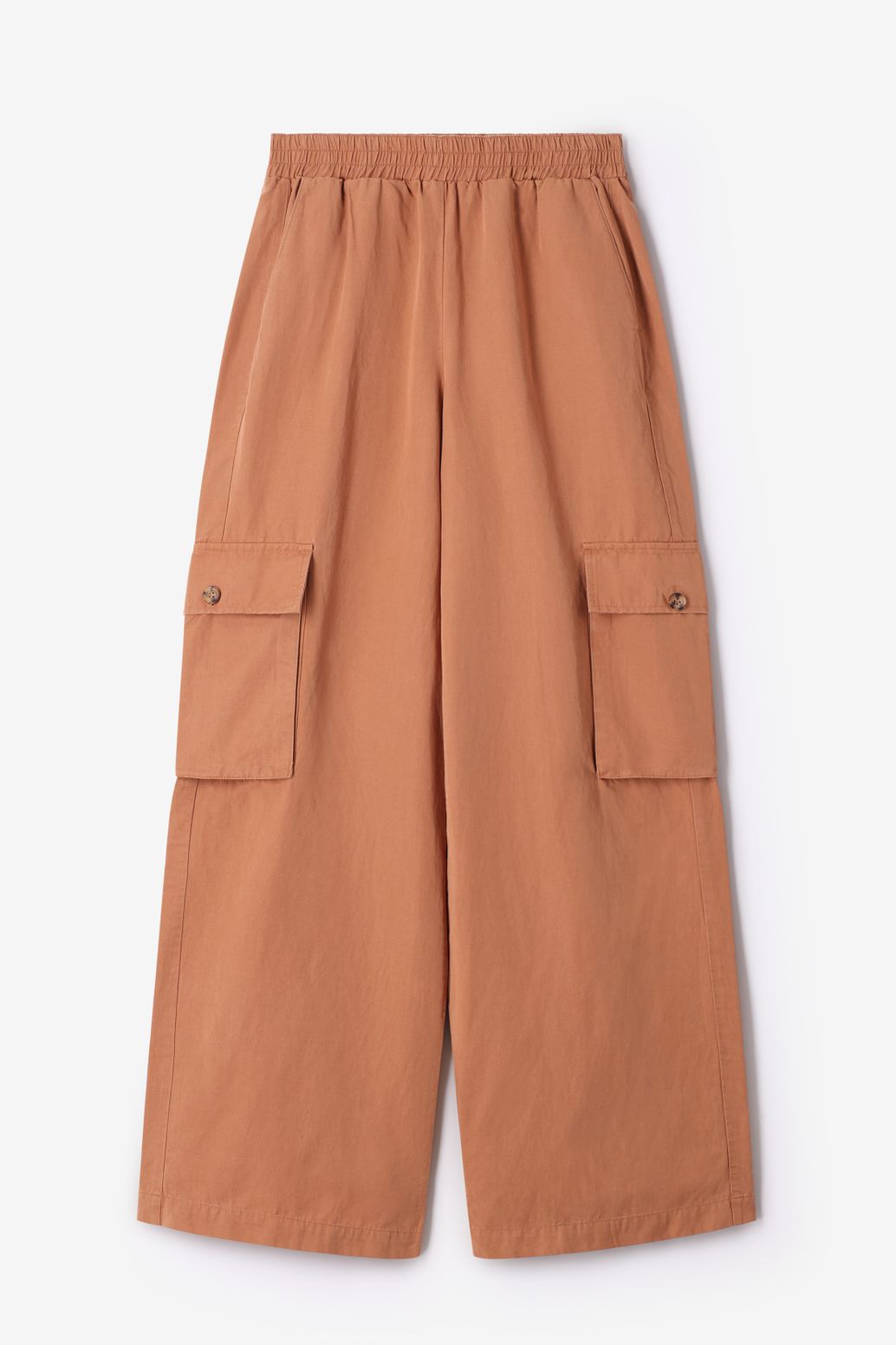 Bruine wide leg broek met opgestikte zakken