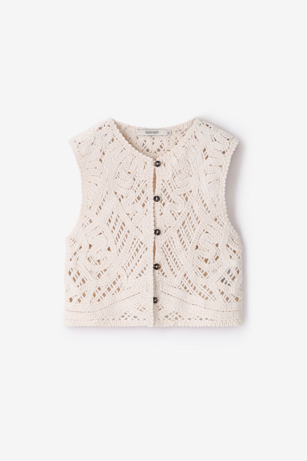Wit crochet gilet