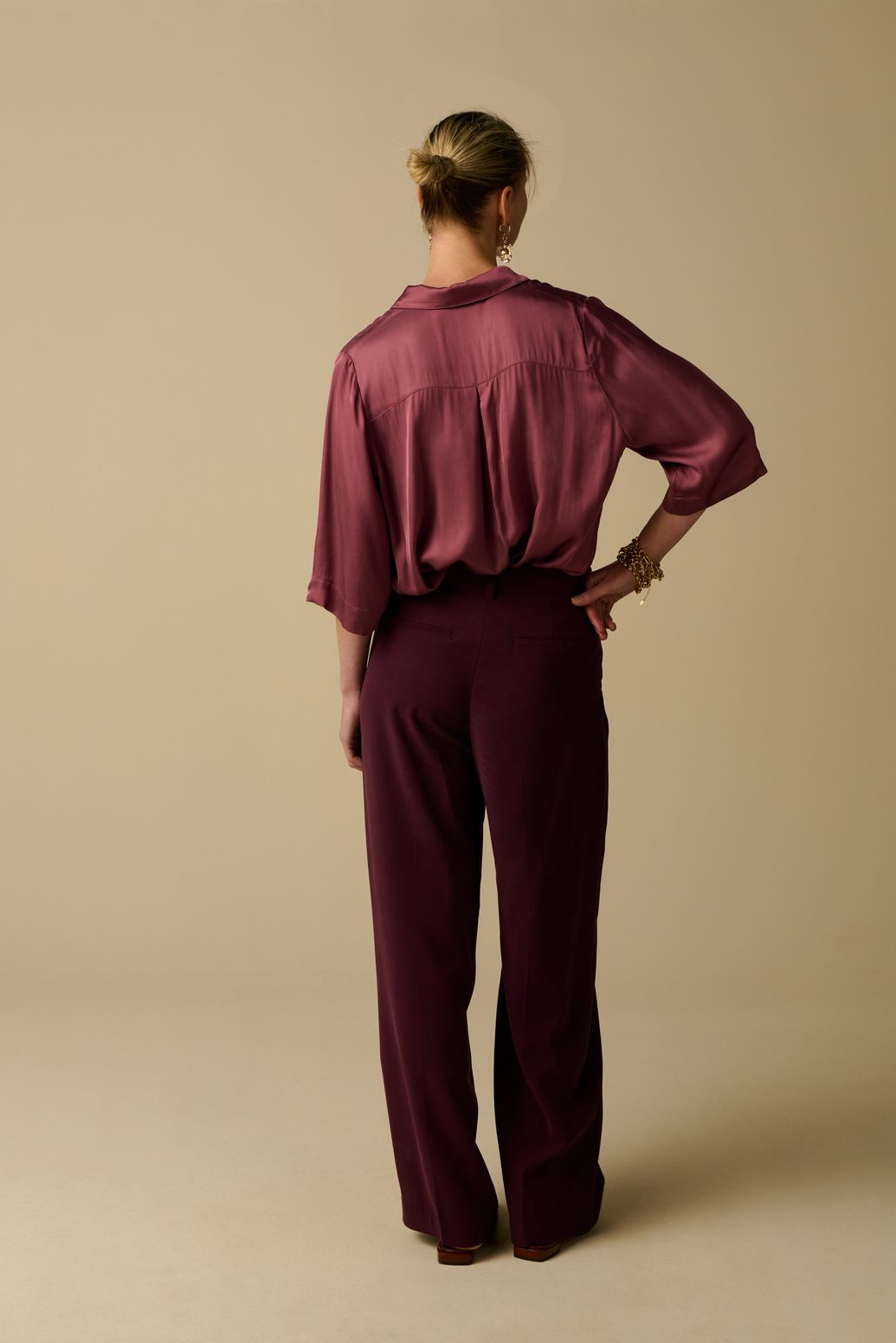 Kastige Bluse - dunkelrosa