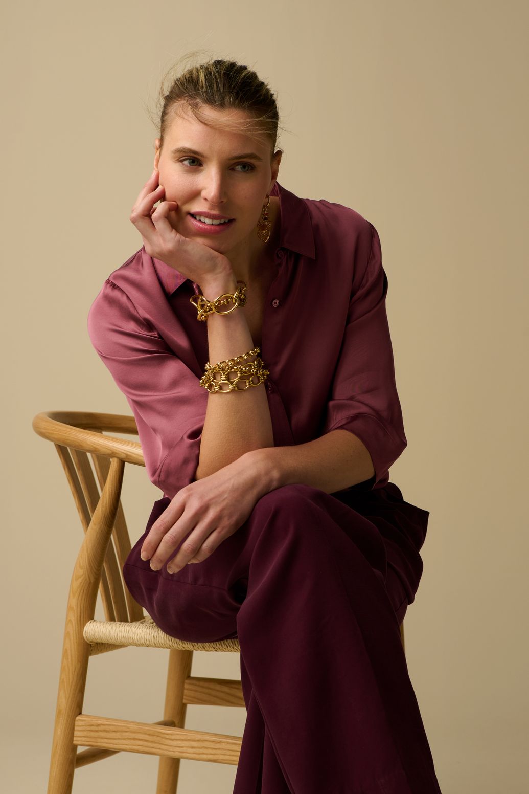 Kastige Bluse - dunkelrosa