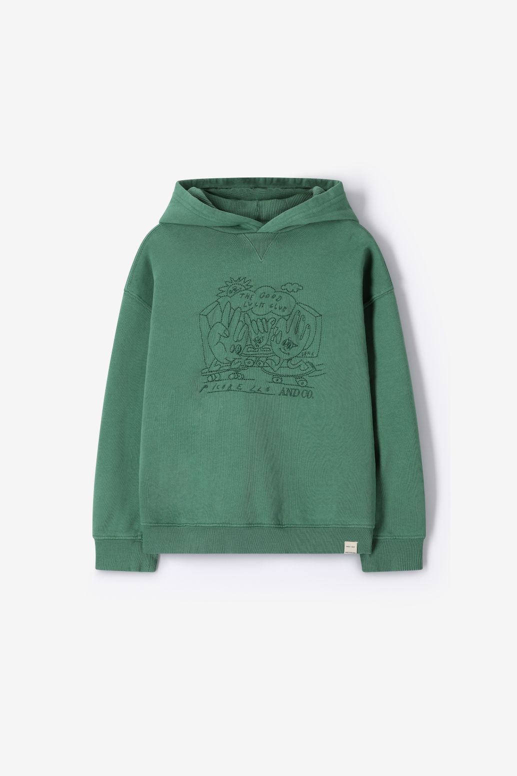 Donkergroene hoodie met embroidery