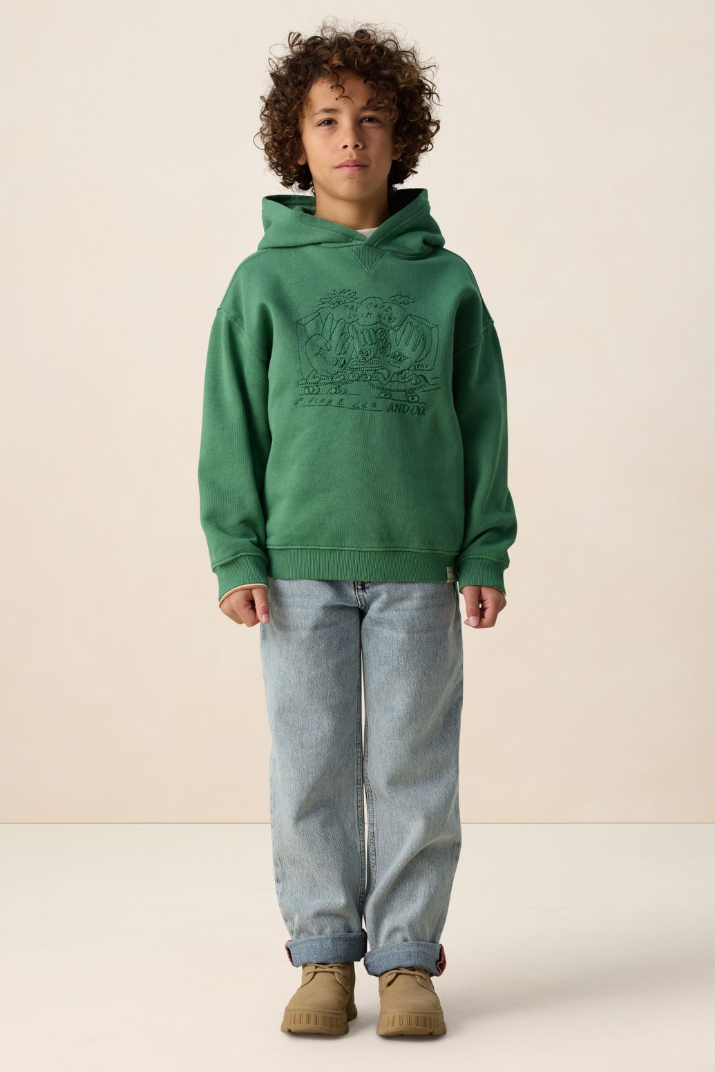 Donkergroene hoodie met embroidery