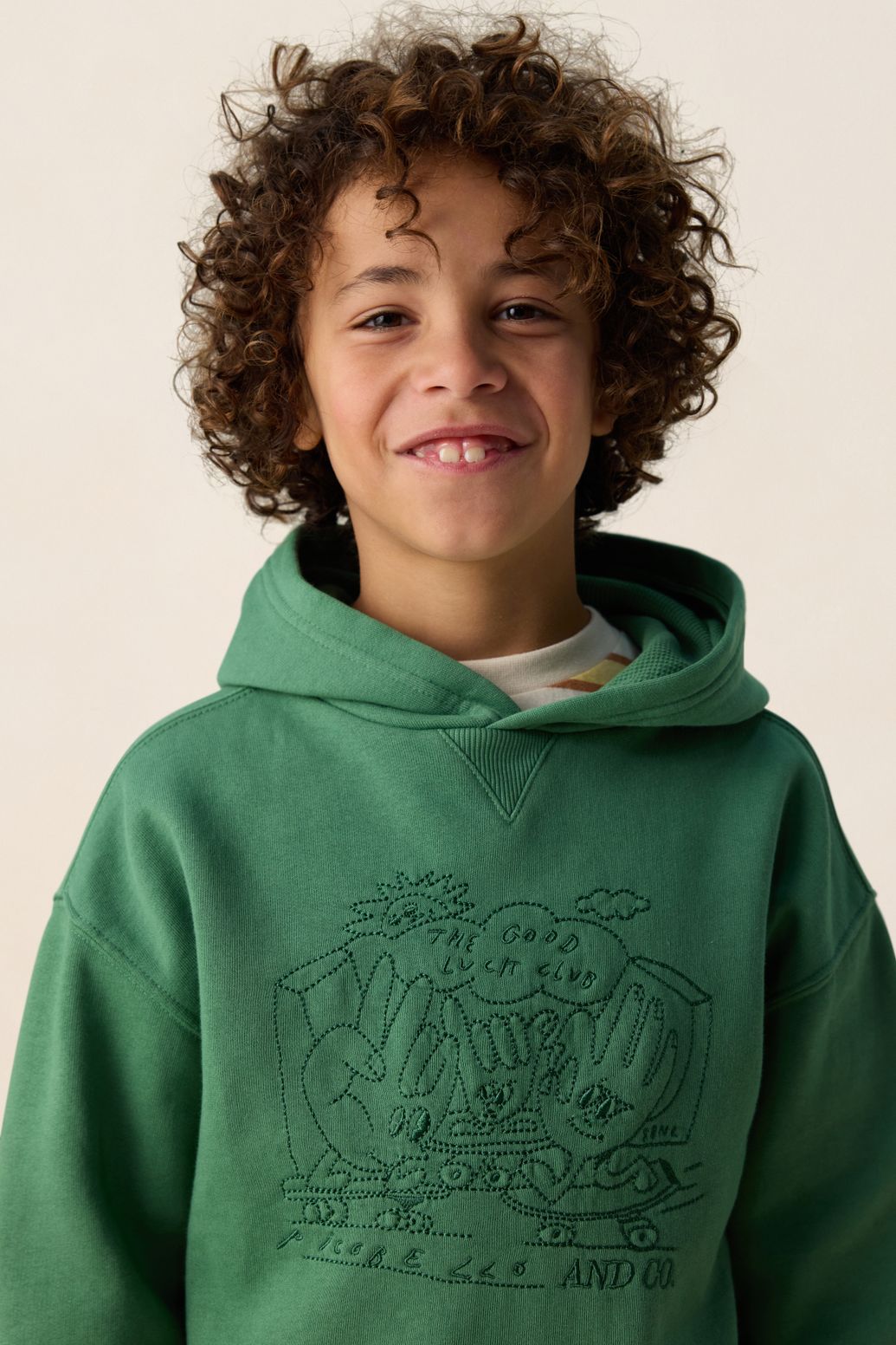 Donkergroene hoodie met embroidery