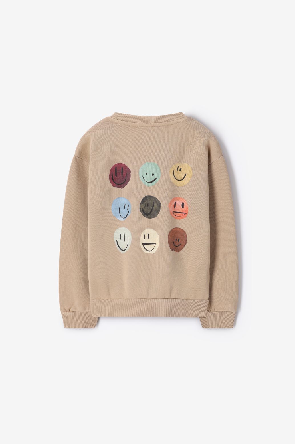 Lichtbruine sweater met smileys