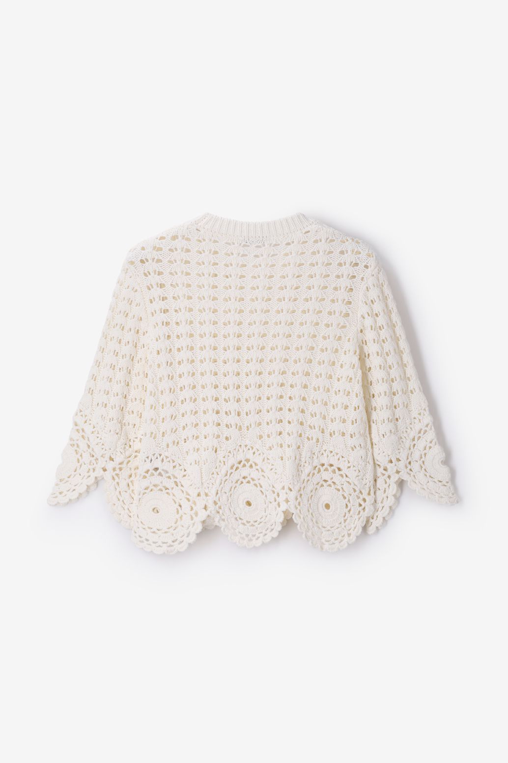 Witte crochet trui