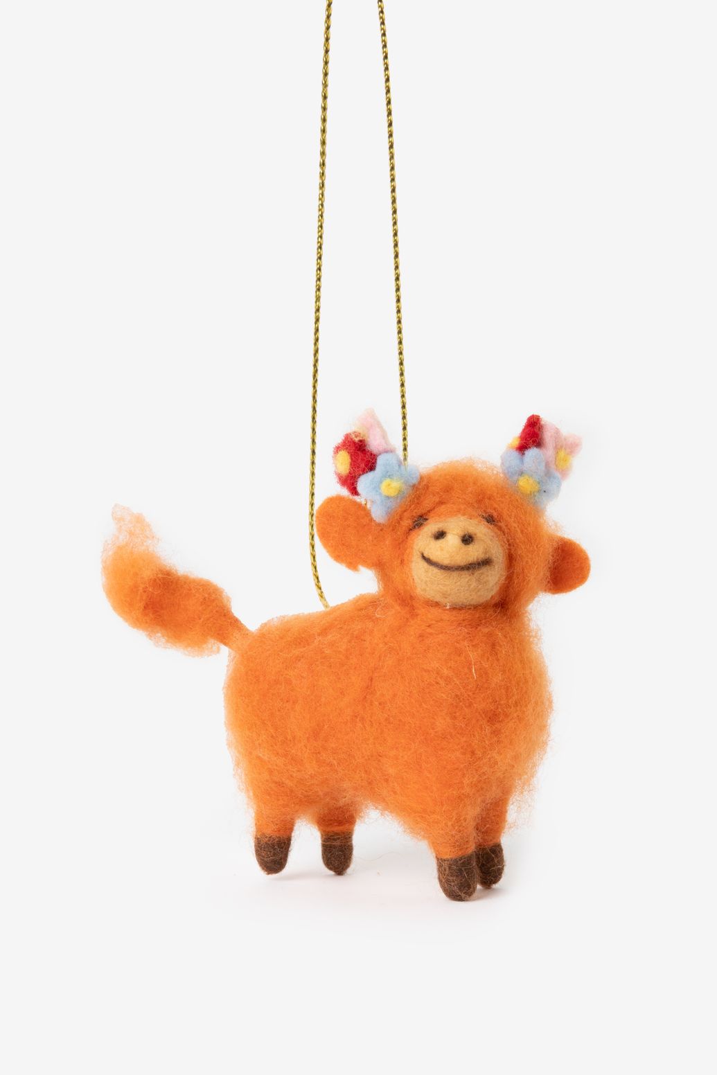 Ornement de Pâques taureau en feutre - orange