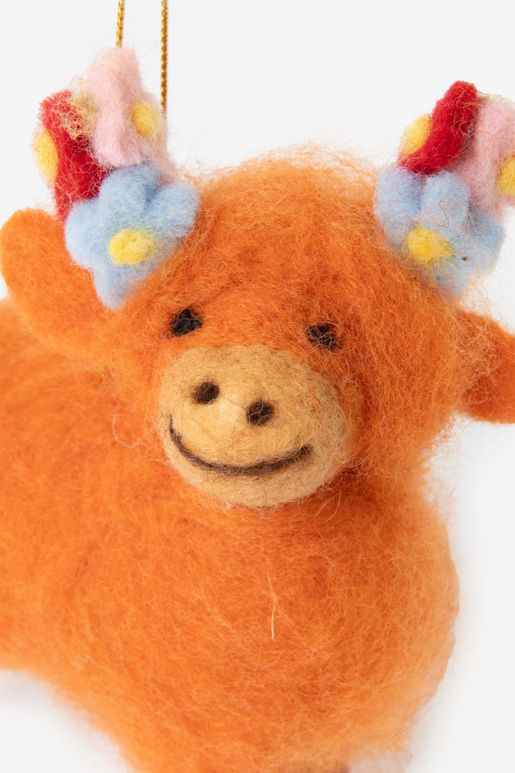 Ornement de Pâques taureau en feutre - orange