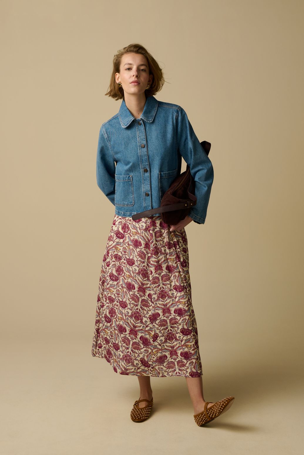 Jupe avec imprimé fleuri - blanc