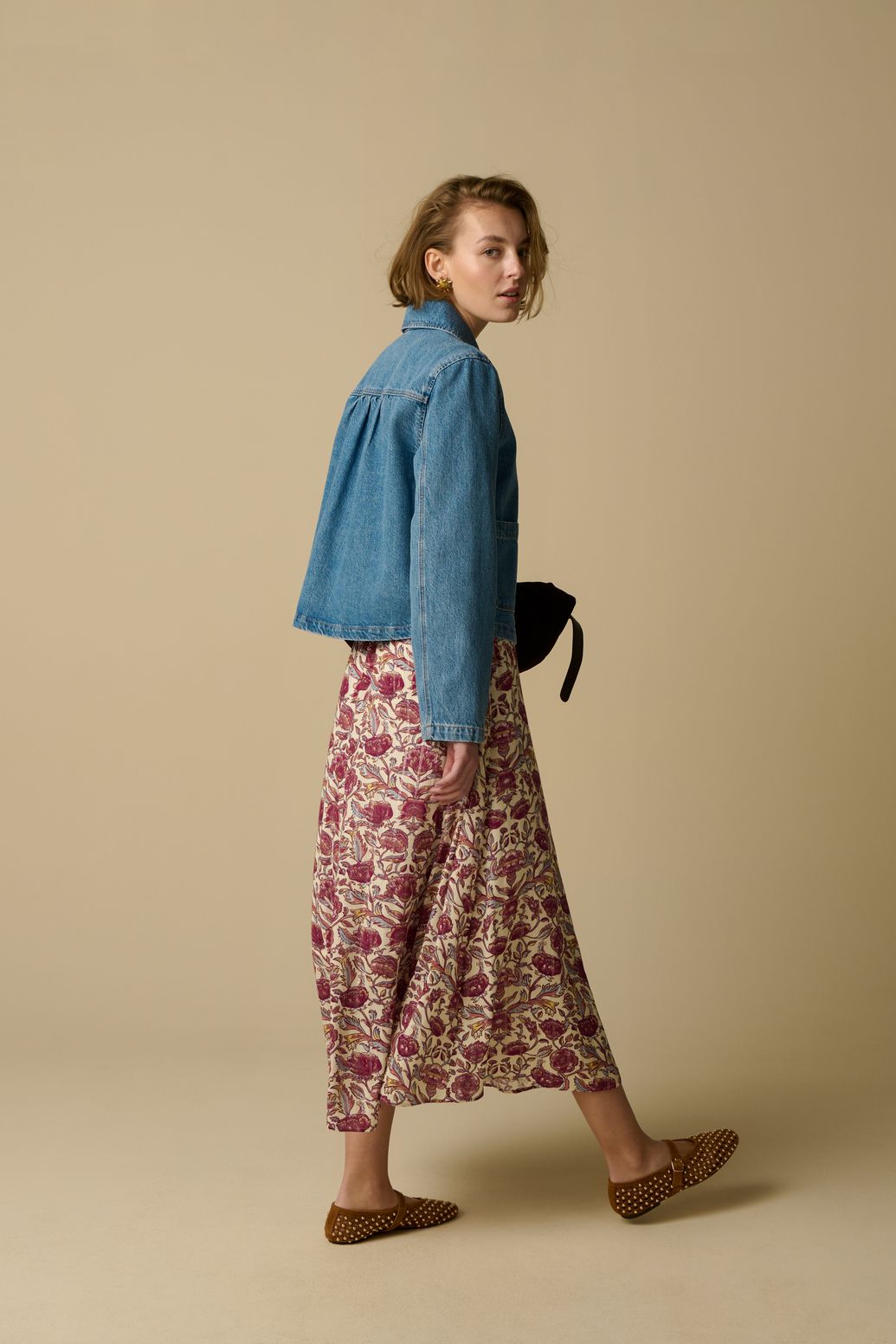 Jupe avec imprimé fleuri - blanc