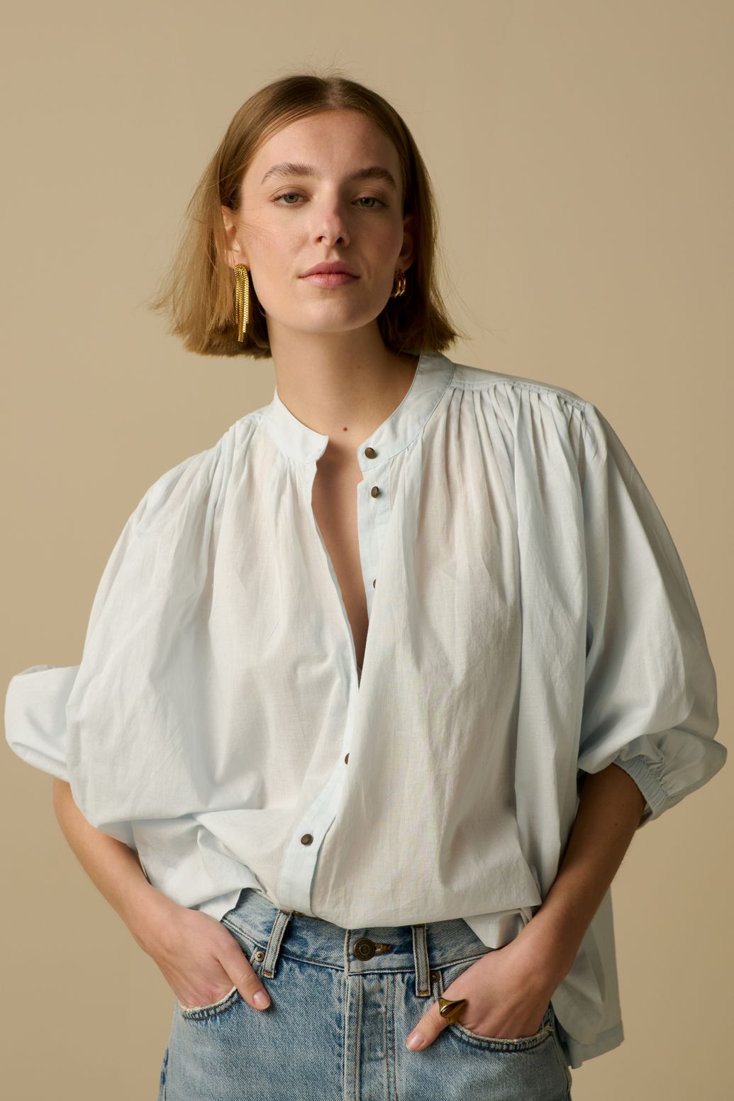 Lichtblauwe blouse