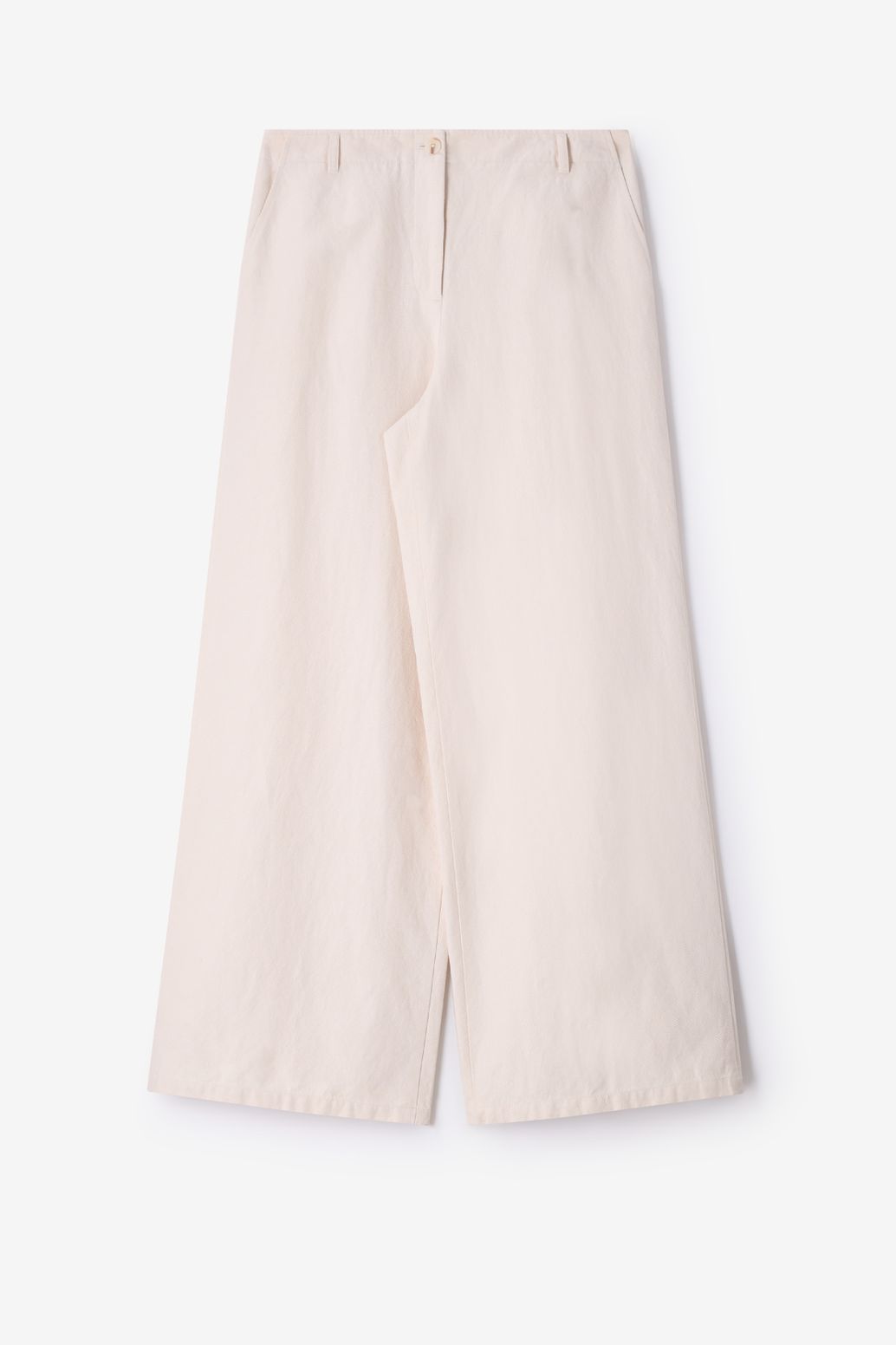 Witte high waist wide leg broek