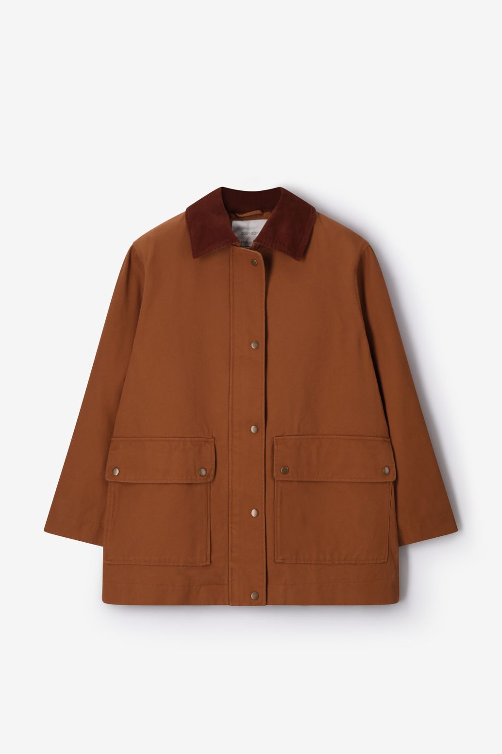 Bruine jas met corduroy kraag