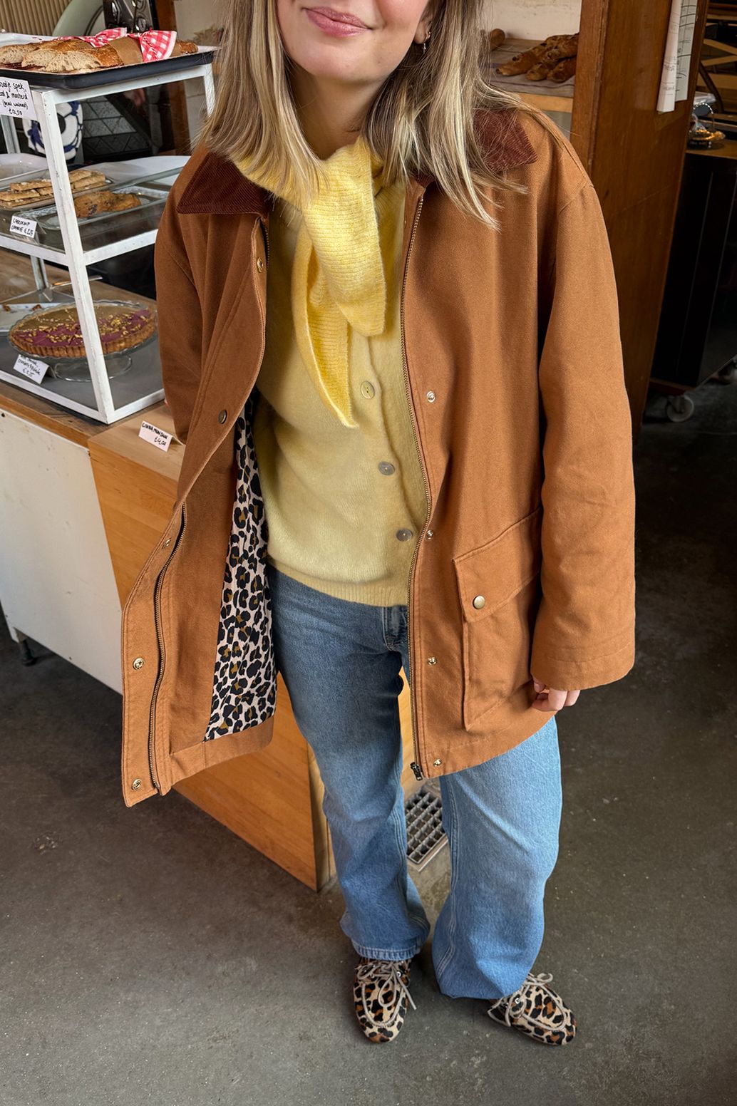 Veste avec col en velours côtelé - marron