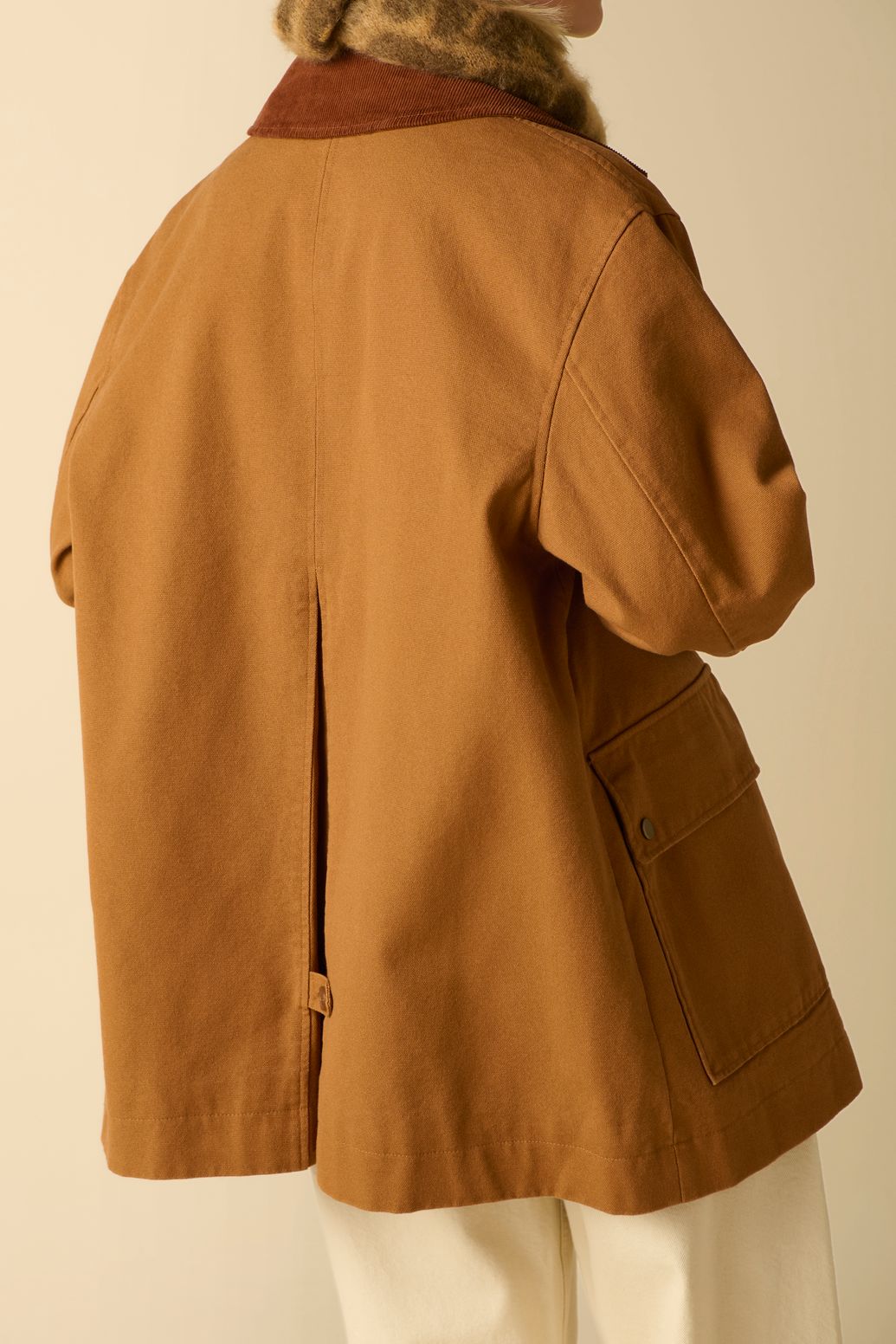 Jacke mit Cord-Kragen - braun