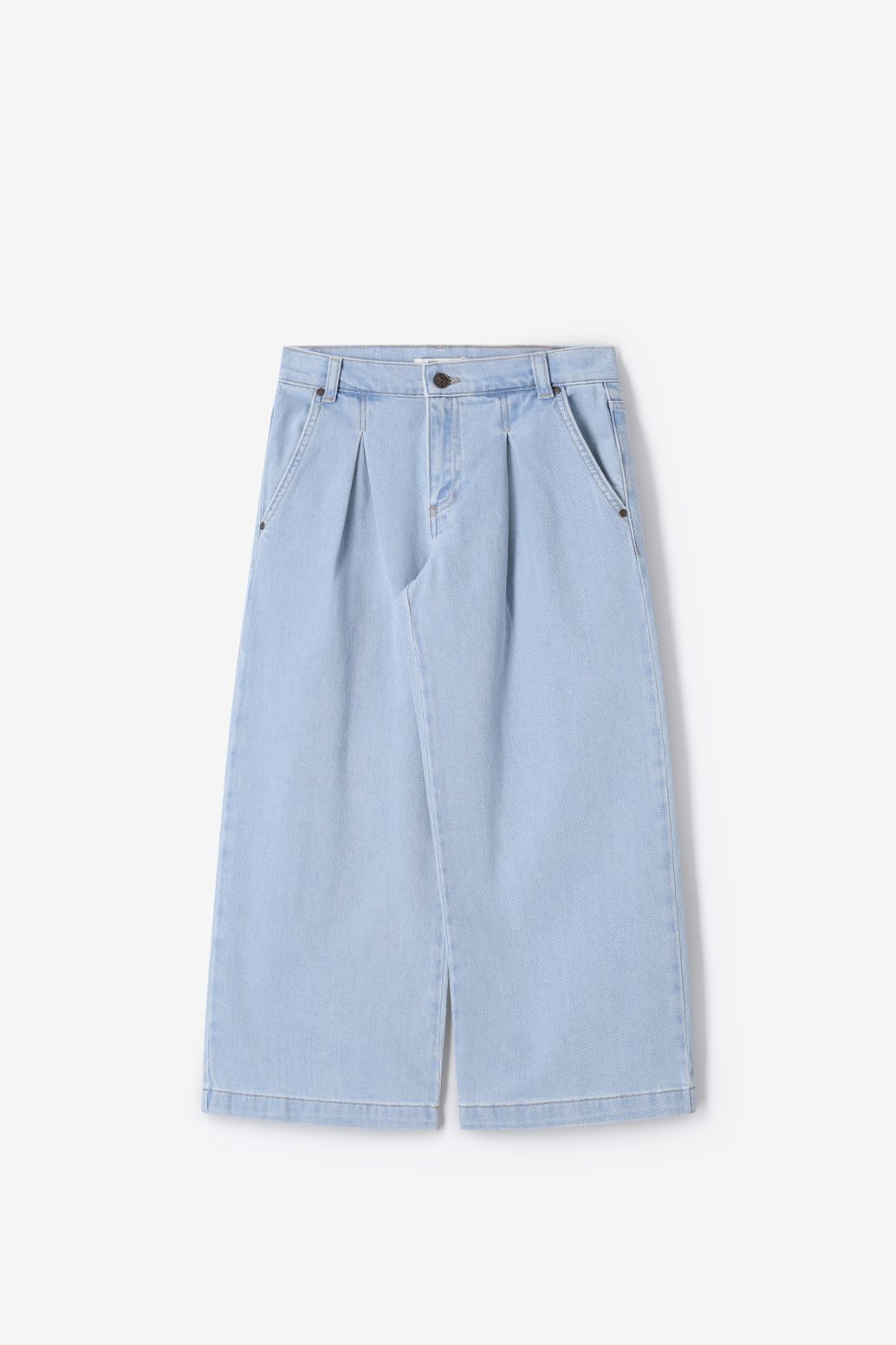 Lichtblauw wide leg geplooide jeans