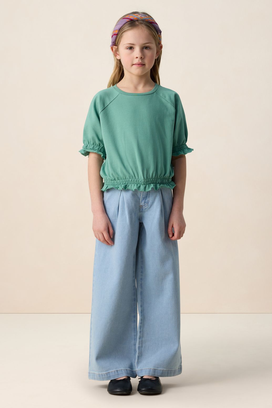 Lichtblauw wide leg geplooide jeans