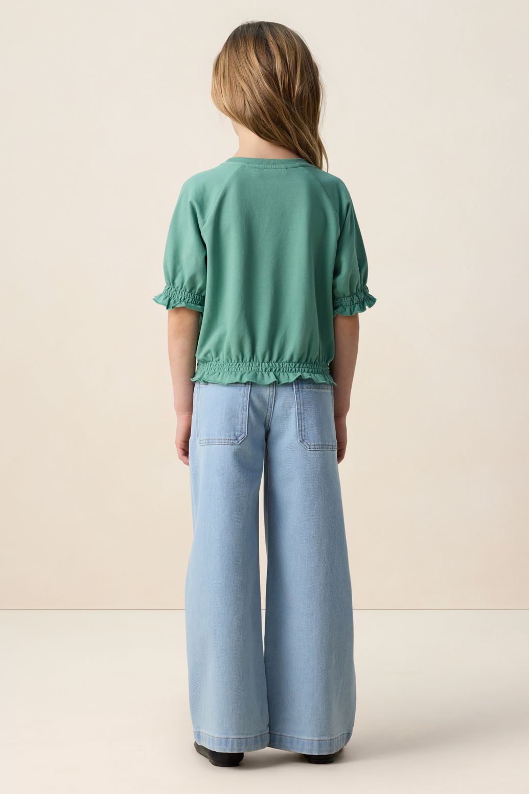 Lichtblauw wide leg geplooide jeans