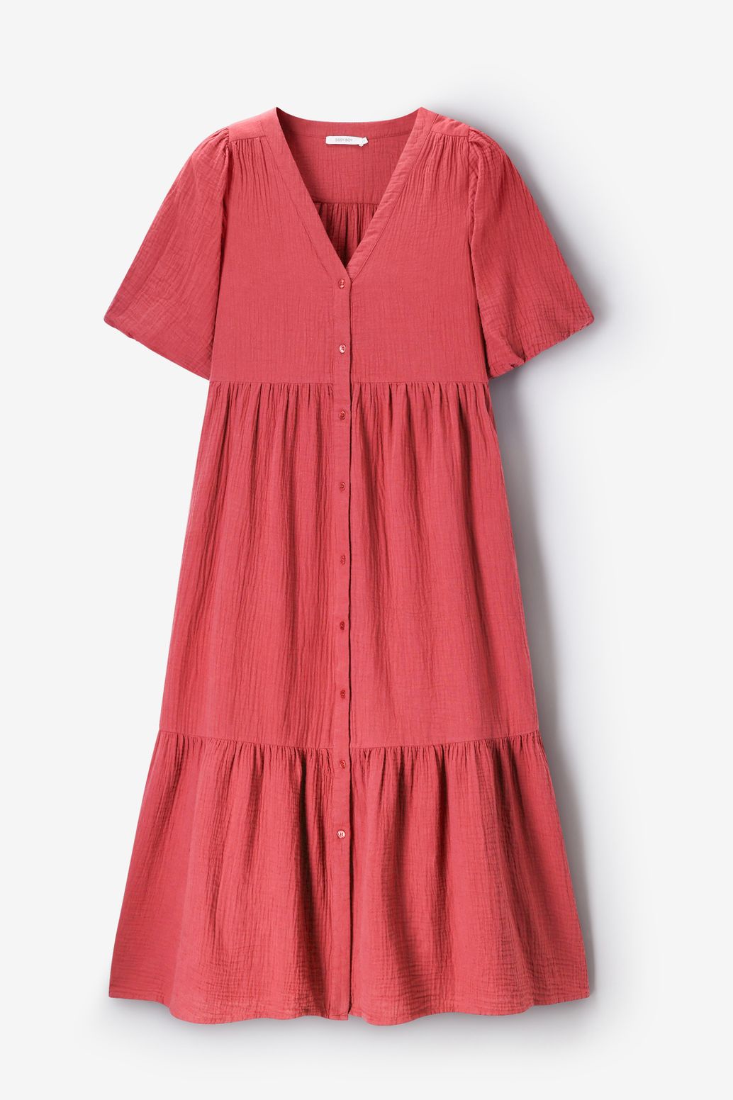 Maxi-Kleid mit Ballonärmeln - rot