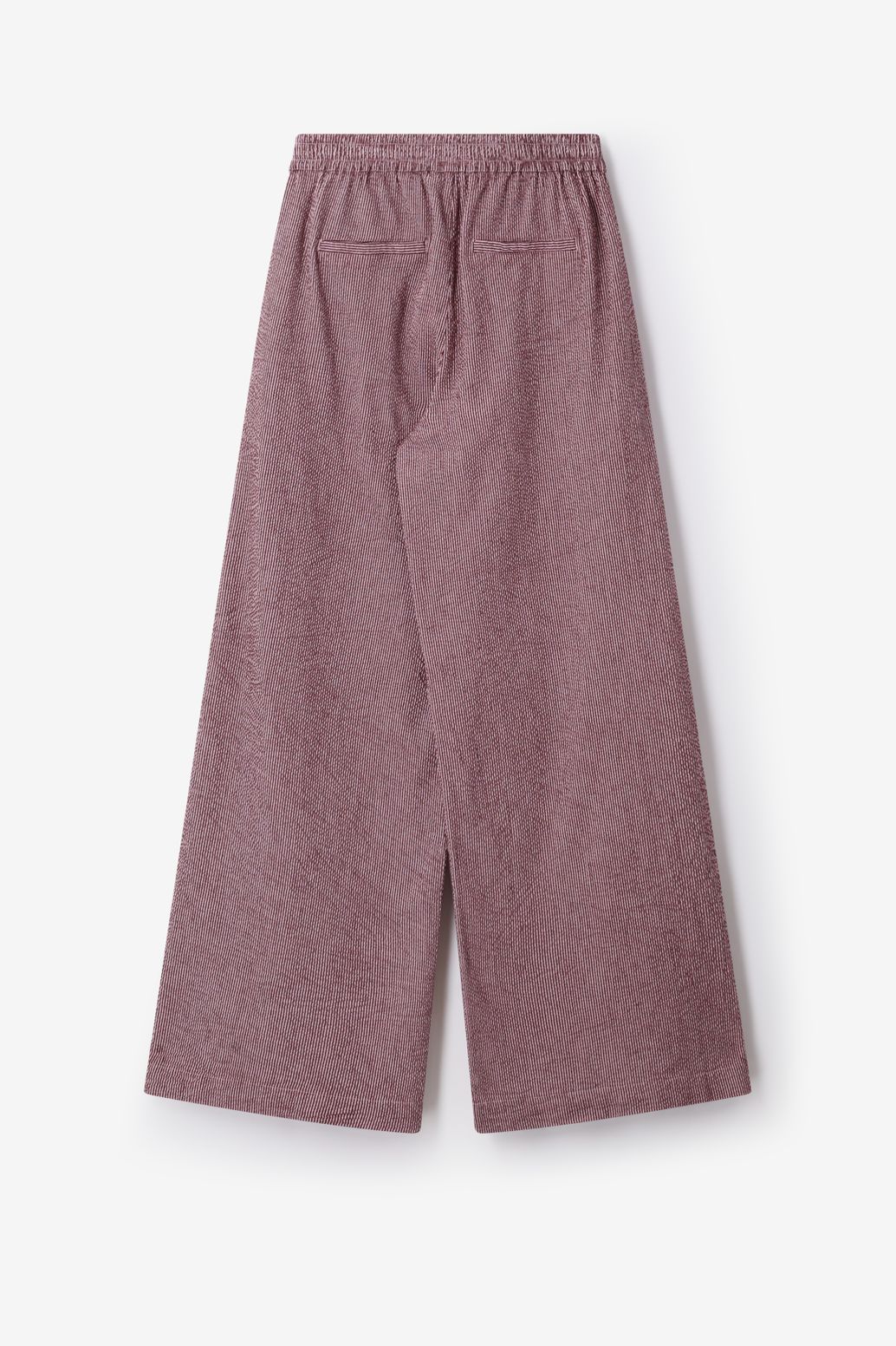 Donkerrode gestreepte wide leg broek