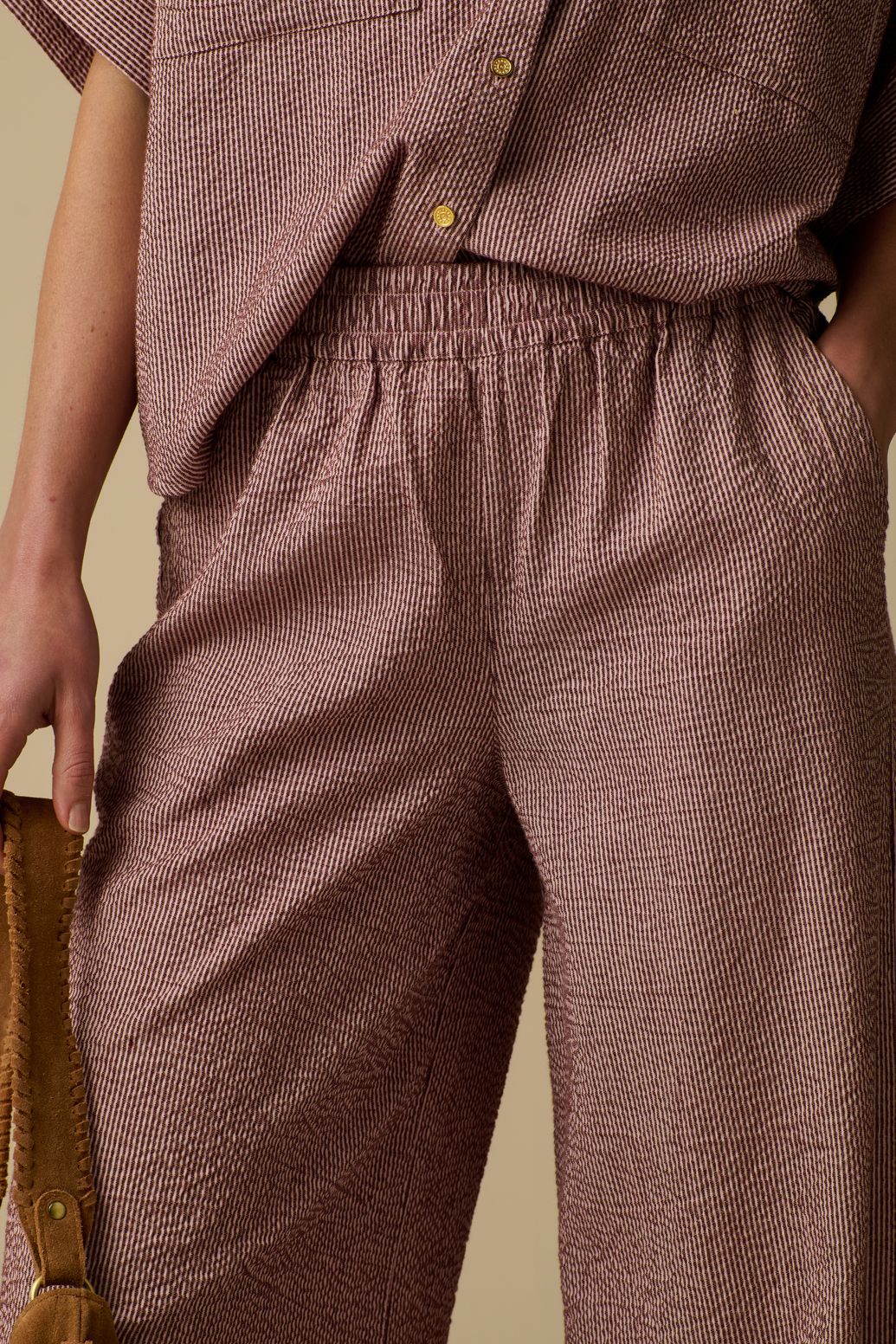 Gestreifte weite Hose - dunkelrot