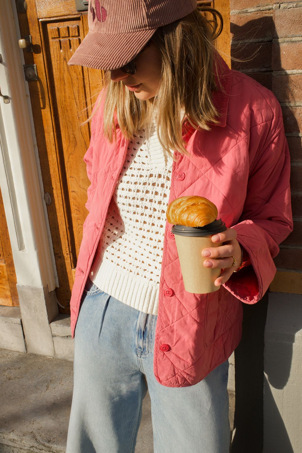 High Waist-Jeans mit weitem Bein - blau