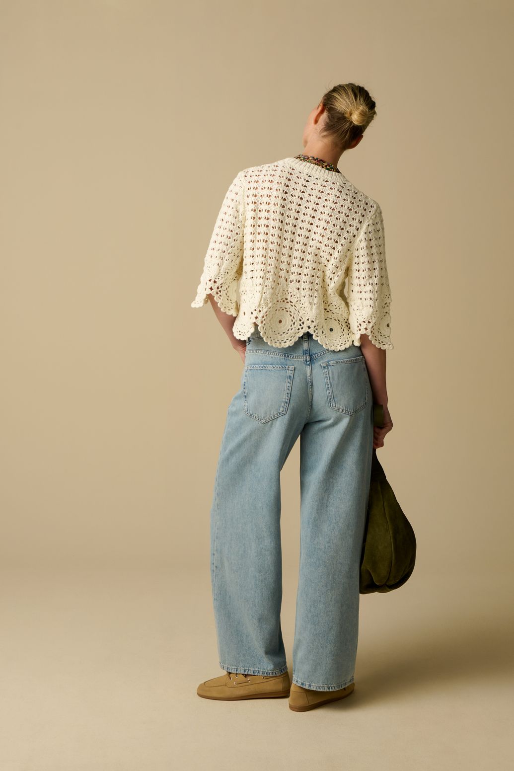 Jean taille haute et jambes larges - bleu