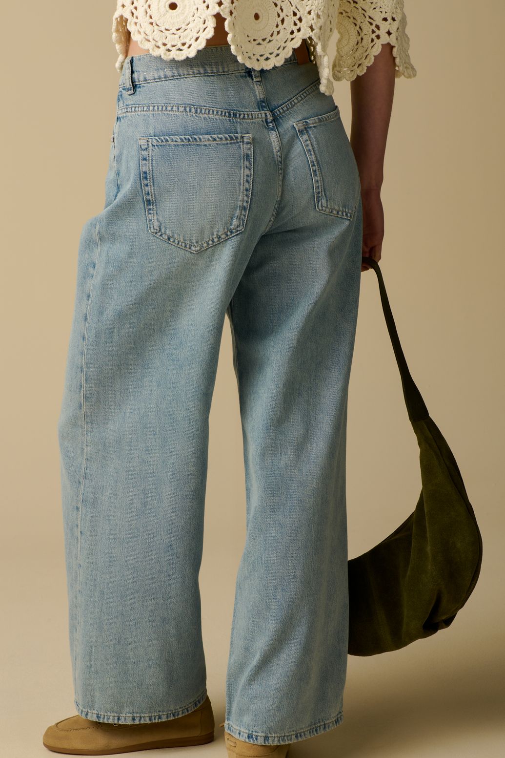 Jean taille haute et jambes larges - bleu