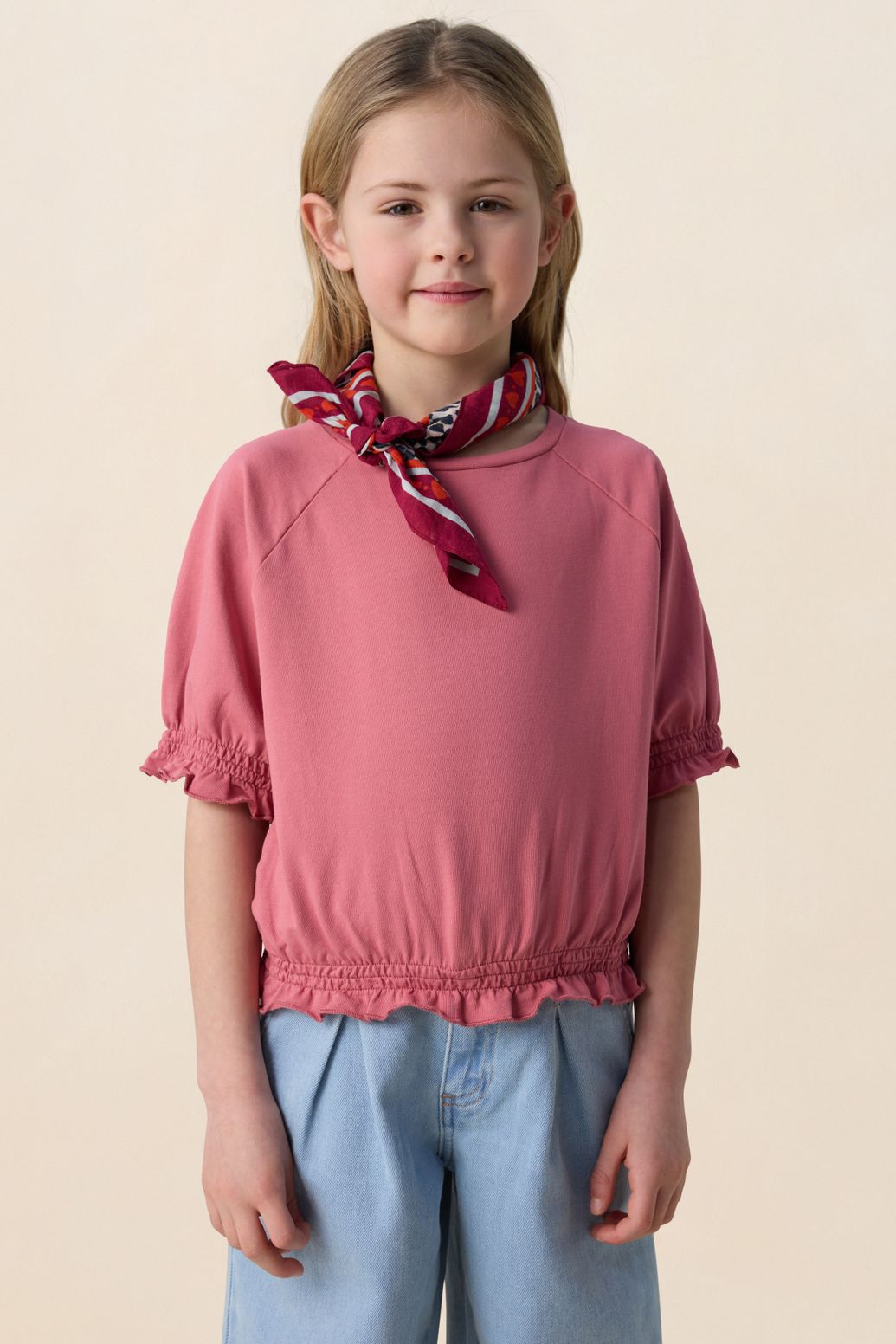 Donkerroze jersey t-shirt