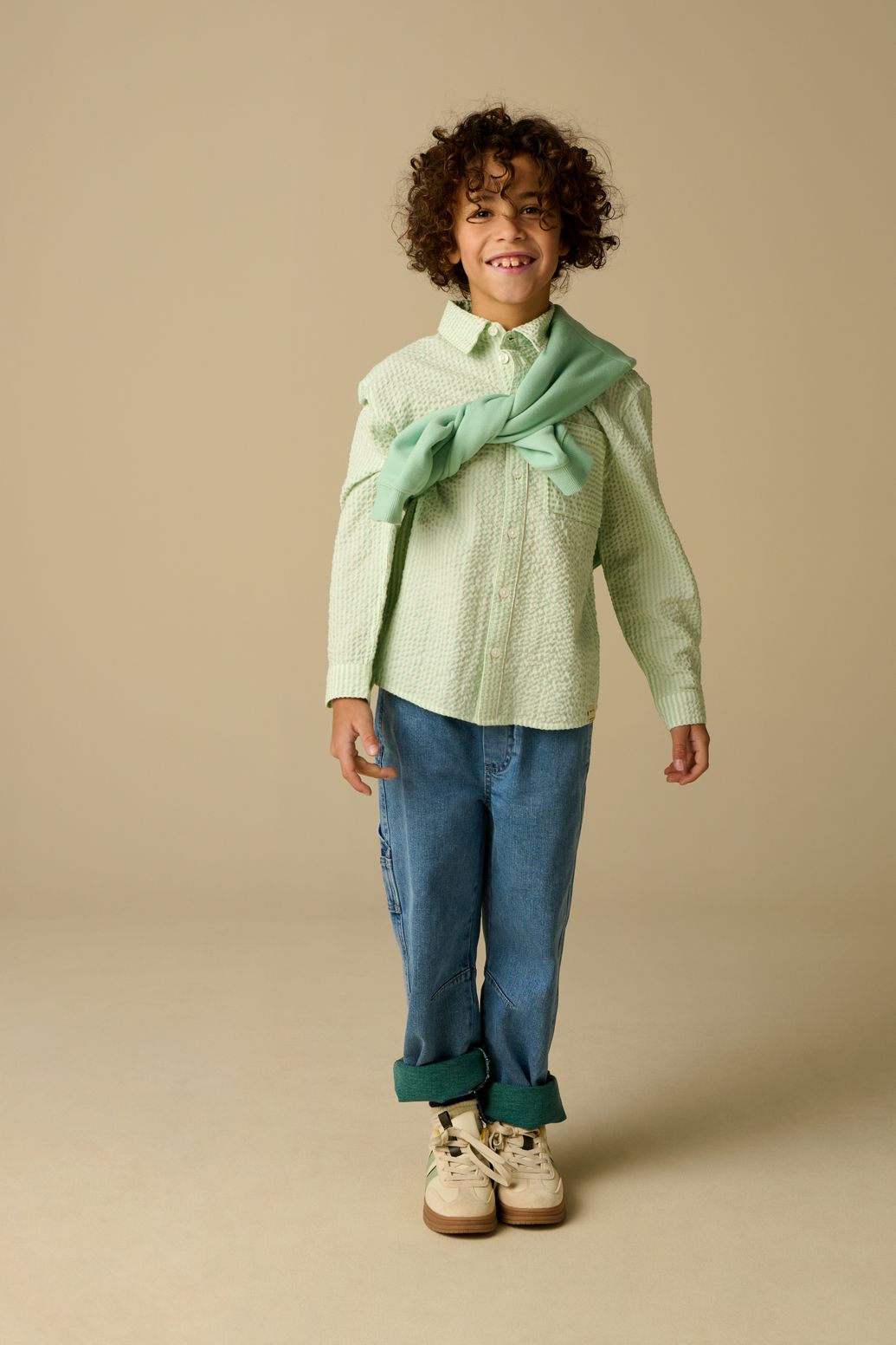 Blauwe denim pull on broek