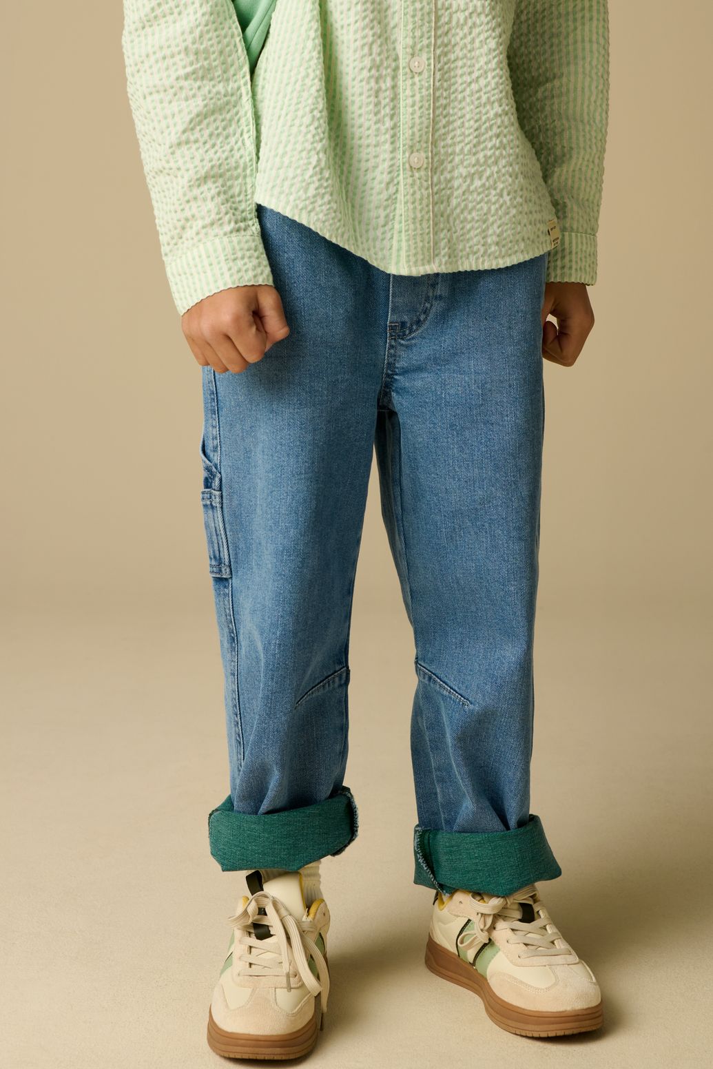 Blauwe denim pull on broek