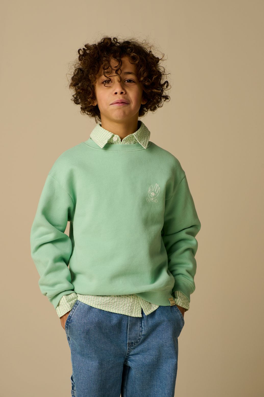 Groene sweater met artwork