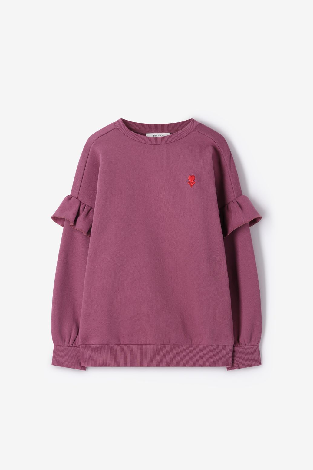 Sweat avec volants - rose foncé