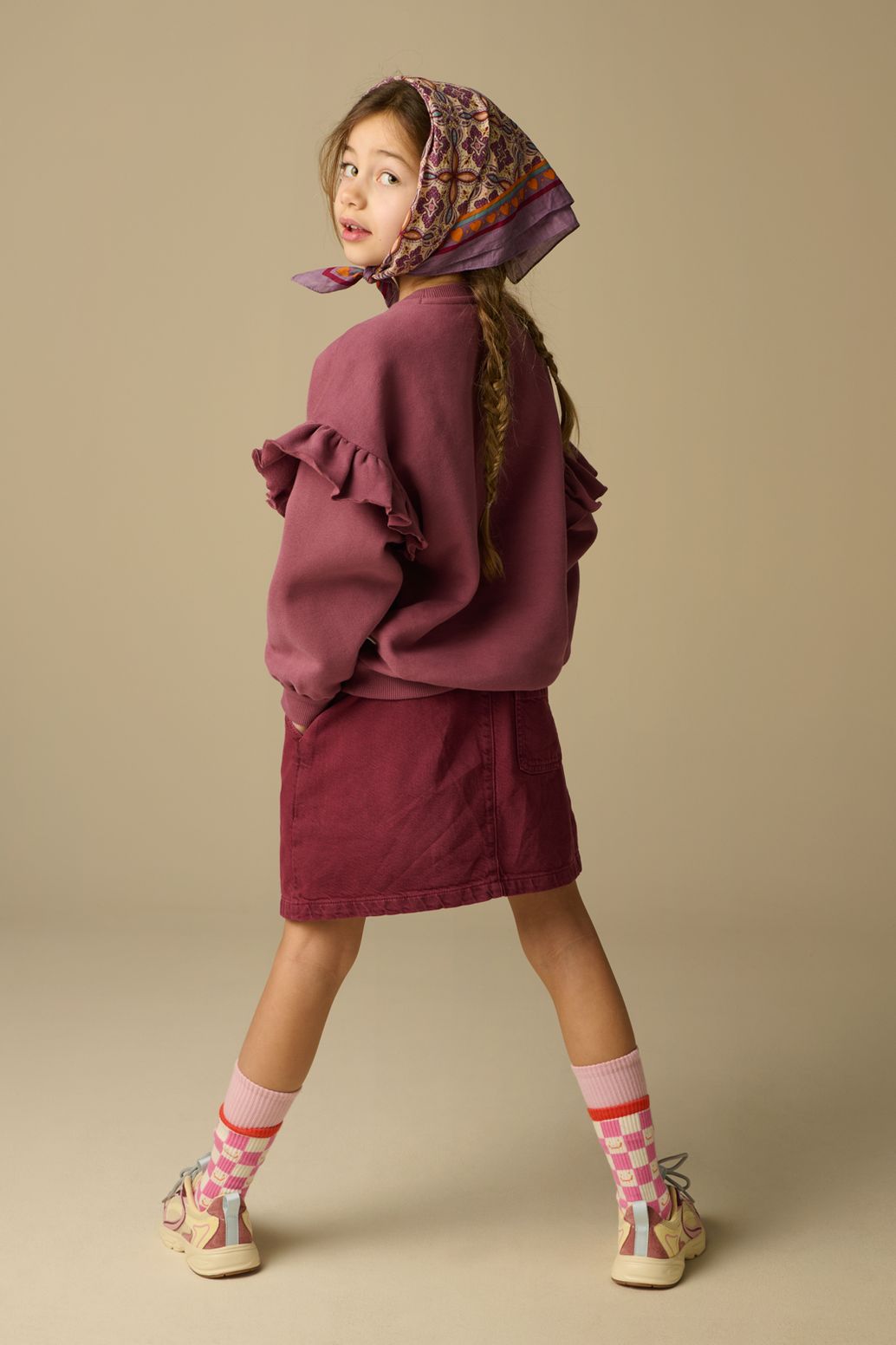 Sweat avec volants - rose foncé