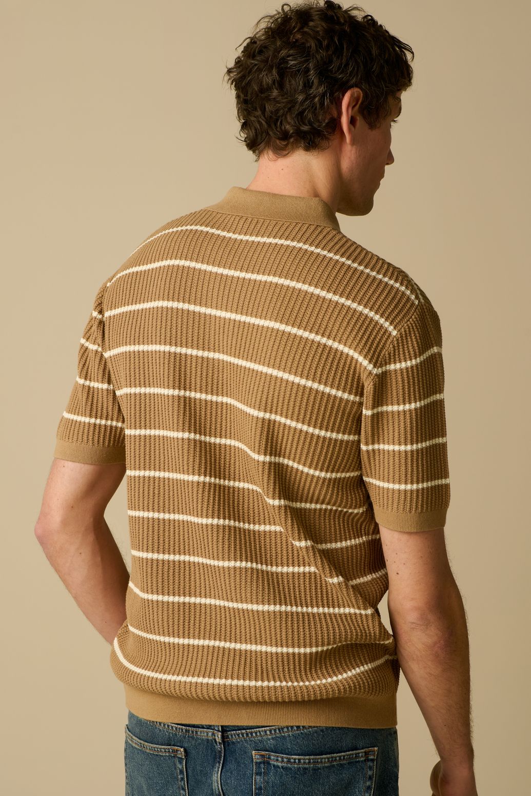 Gestreiftes Polo - hellbraun