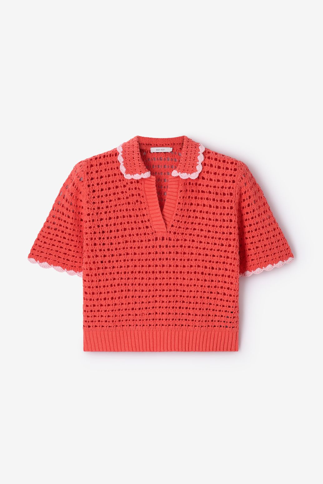 Kurzarm-Pullover mit V-Ausschnitt - orange