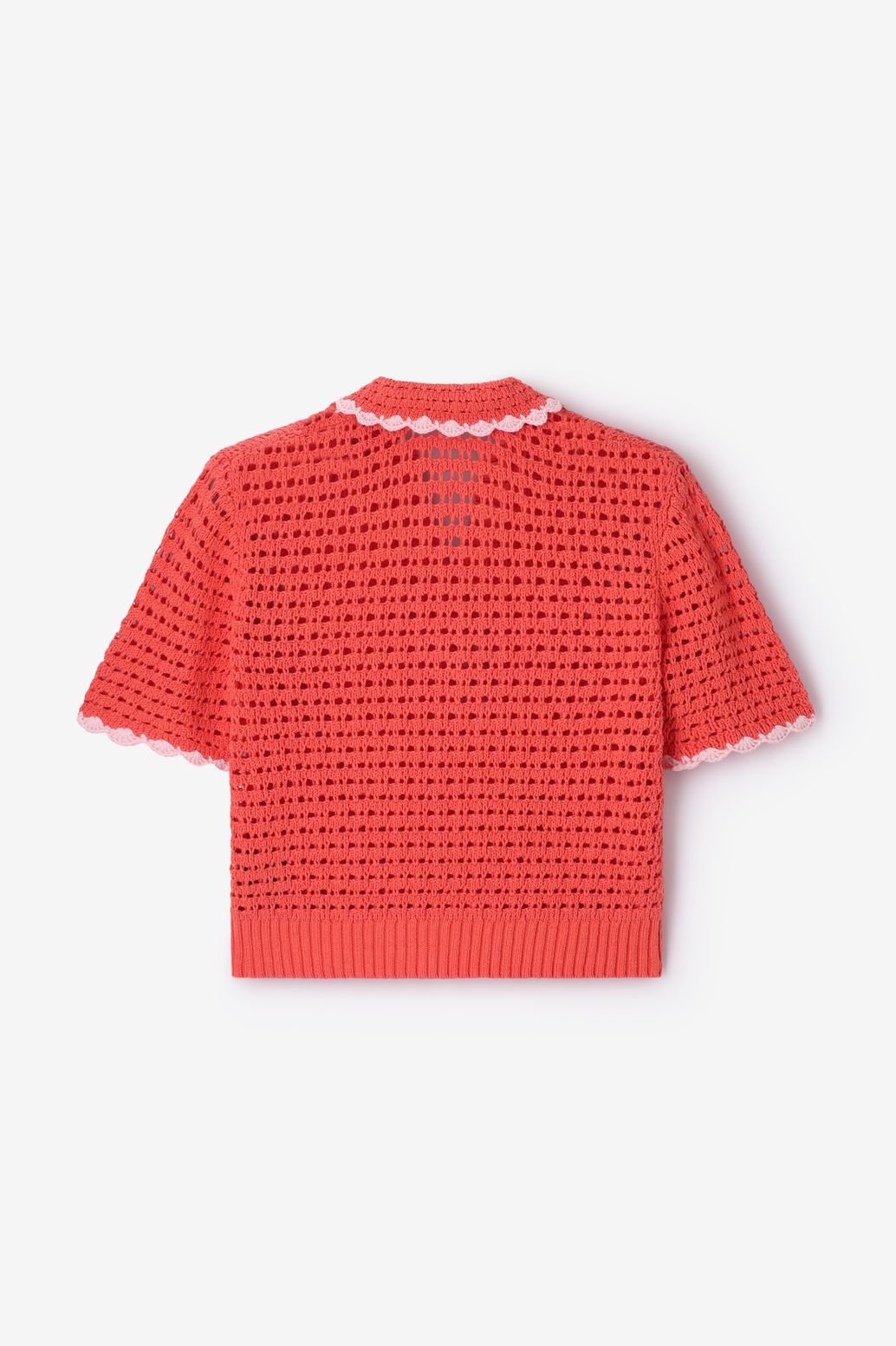 Kurzarm-Pullover mit V-Ausschnitt - orange