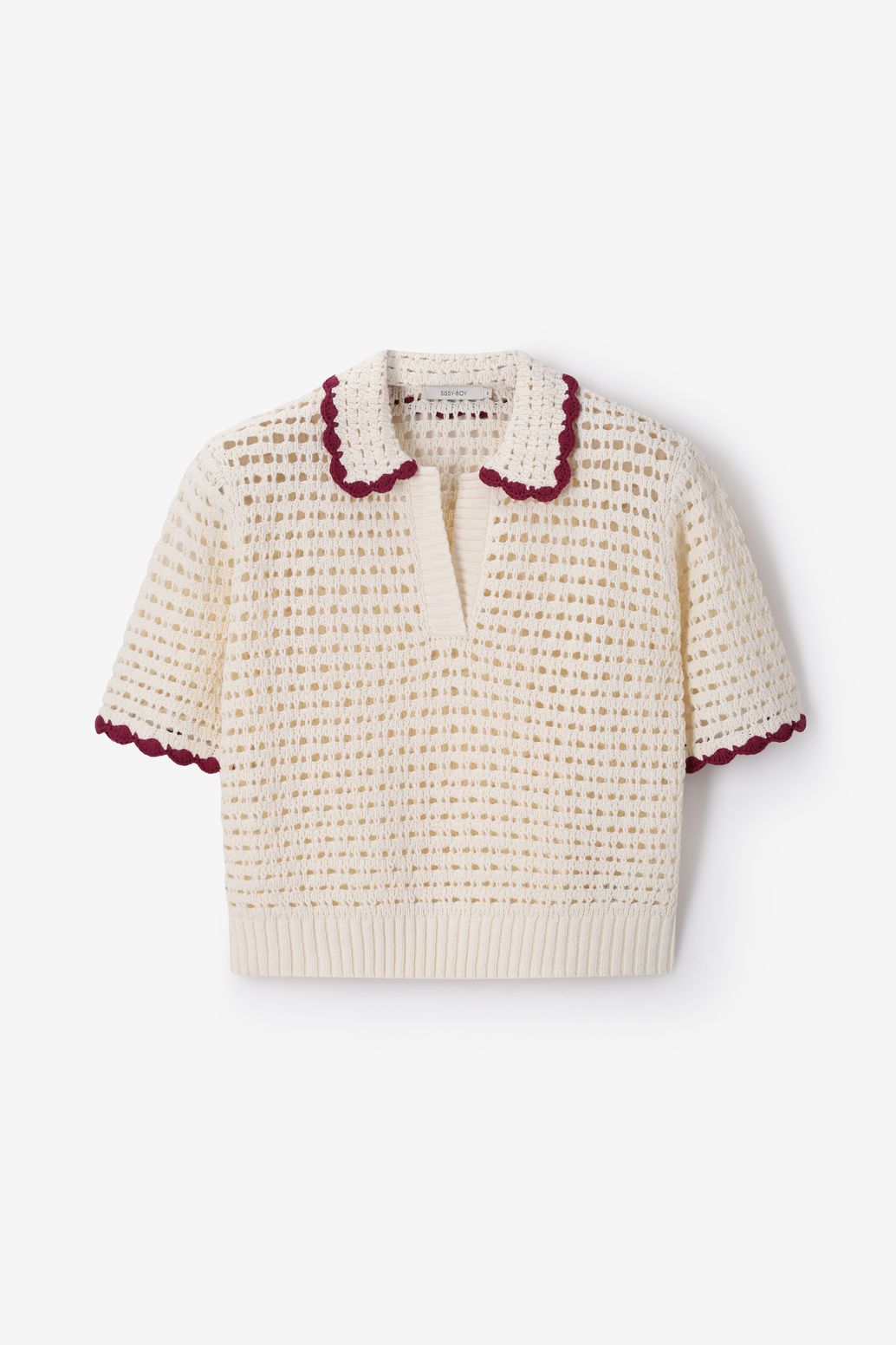 Pull ajouré avec col V - blanc